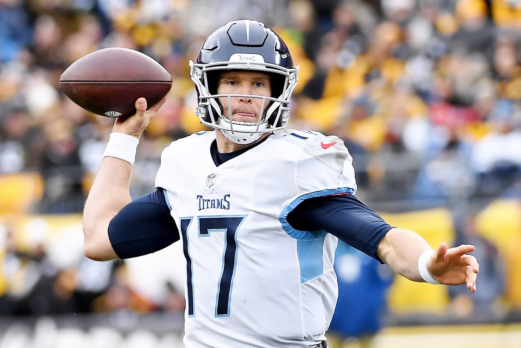 Le quart-arrière des Titans Ryan Tannehill lors du match face aux Steelers dimanche.