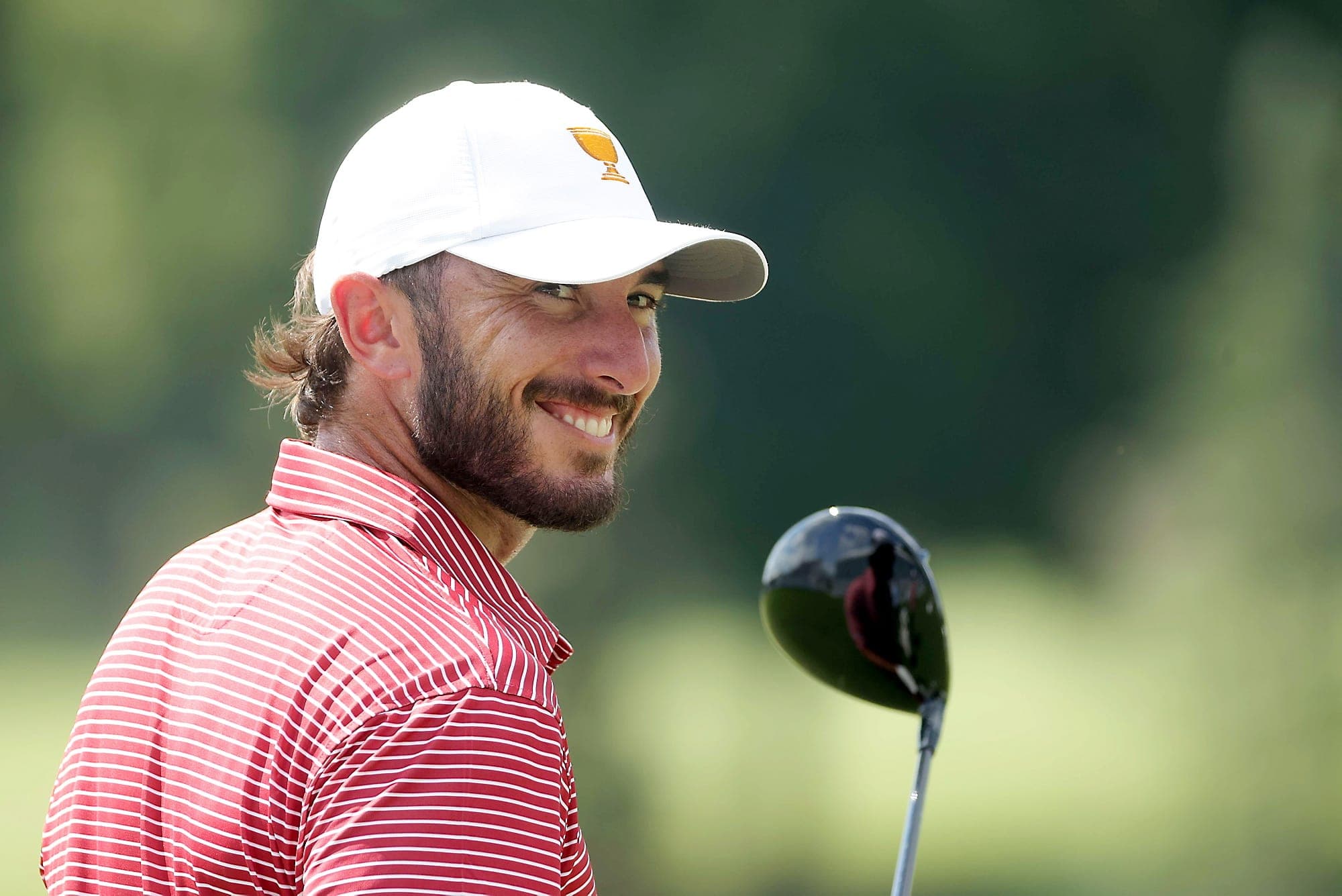 Max Homa, de l’équipe des États-Unis, affichait un beau sourire à l’entraînement, mardi, au club de golf Quail Hollow.