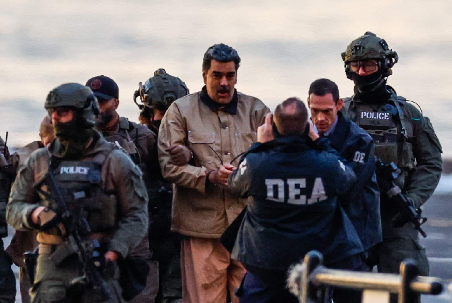 Le président vénézuélien Nicolas Maduro à son arrivée à Manhattan, lundi, où il comparaissait devant un tribunal fédéral.