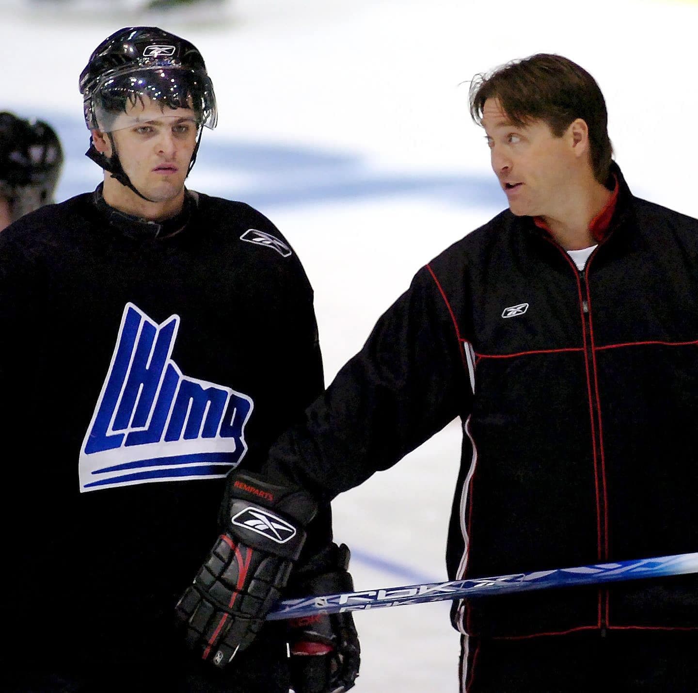 Alexander Radulov et Patrick Roy durant un entraînement à la Coupe Memorial à Moncton, en 2006.