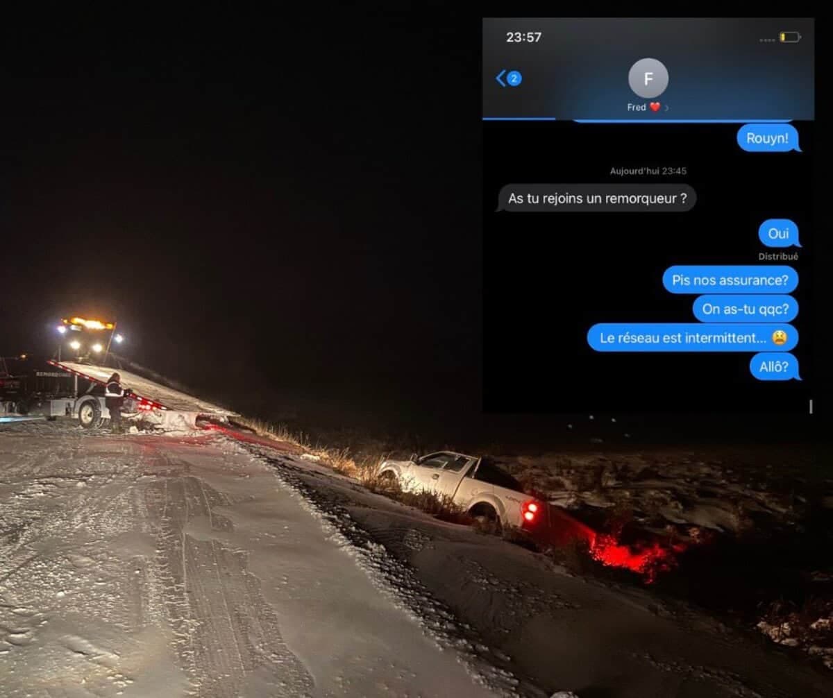 Émilise Lessard-Therrien, députée solidaire de Rouyn-Norand--Témiscamingue, a été victime d'un accident de la route jeudi. Il lui a été difficile de contacter une dépanneuse et son conjoint en raison de problème de réseau cellulaire.