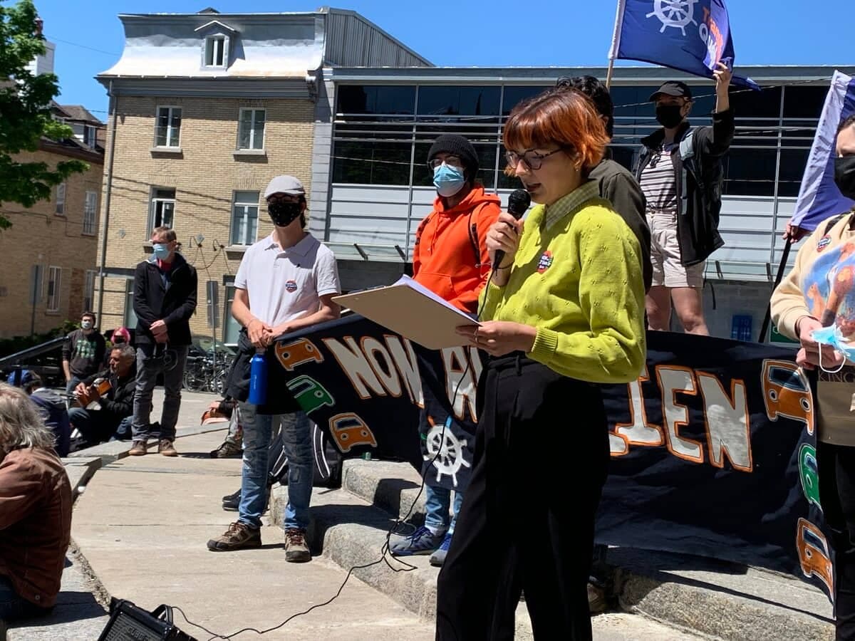 Alexandra Tremblay, candidate de Transition Québec dans Saint-Roch-Saint-Sauveur, a indiqué qu'un tel projet ne devait pas voir le jour à Québec.