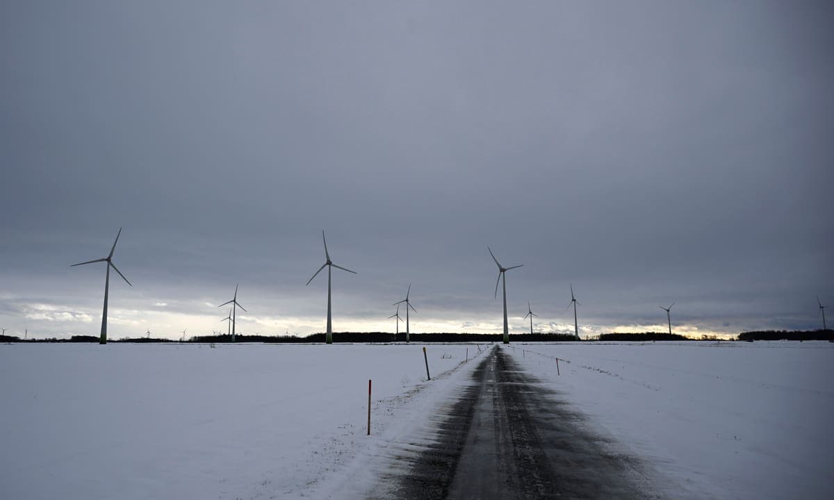 Un parc d'éoliennes à St-Isidore-de-Laprairie, en Montérégie.