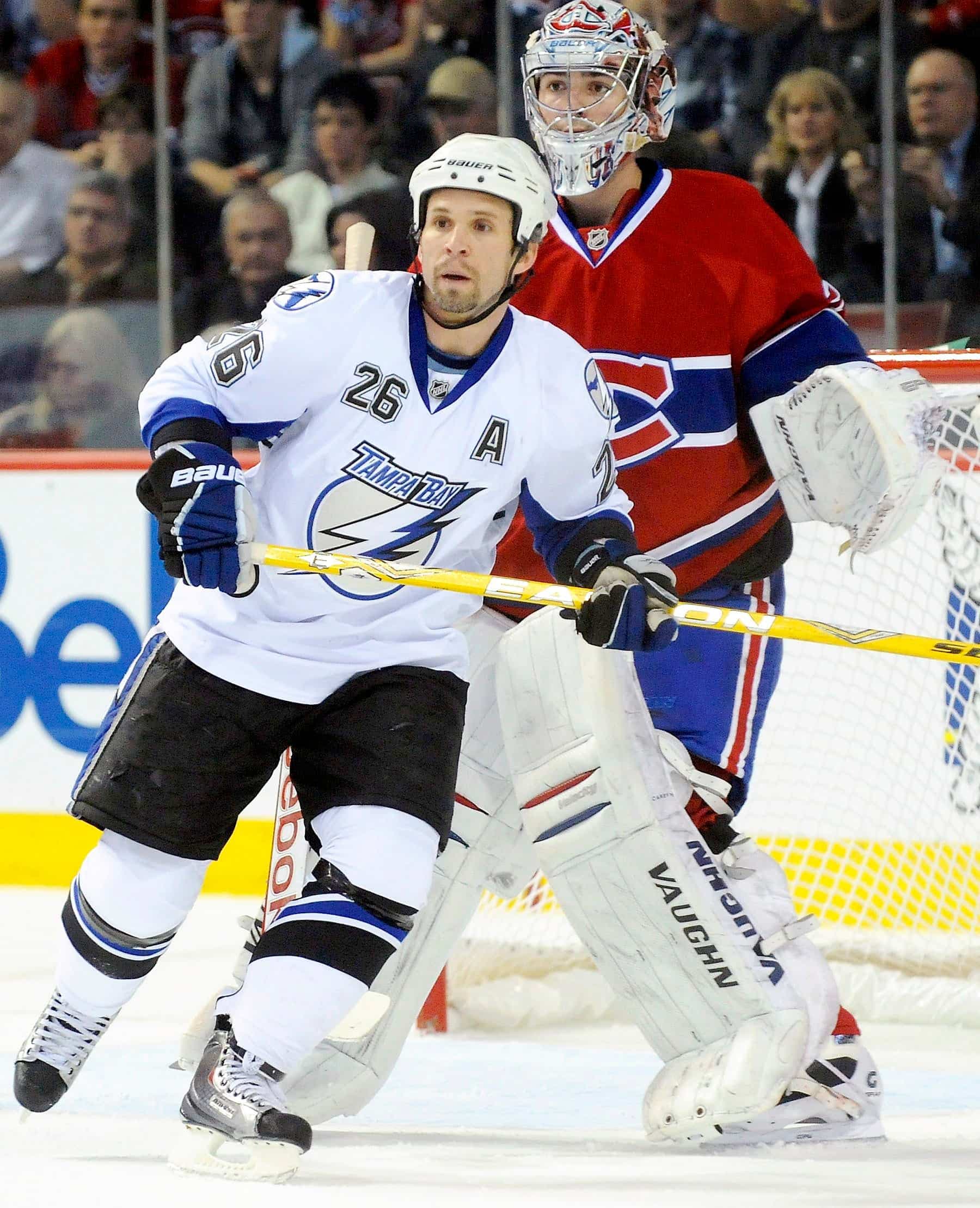 Martin St-Louis contre le Canadien, alors qu'il portait l'uniforme du Lightning, en 2011.