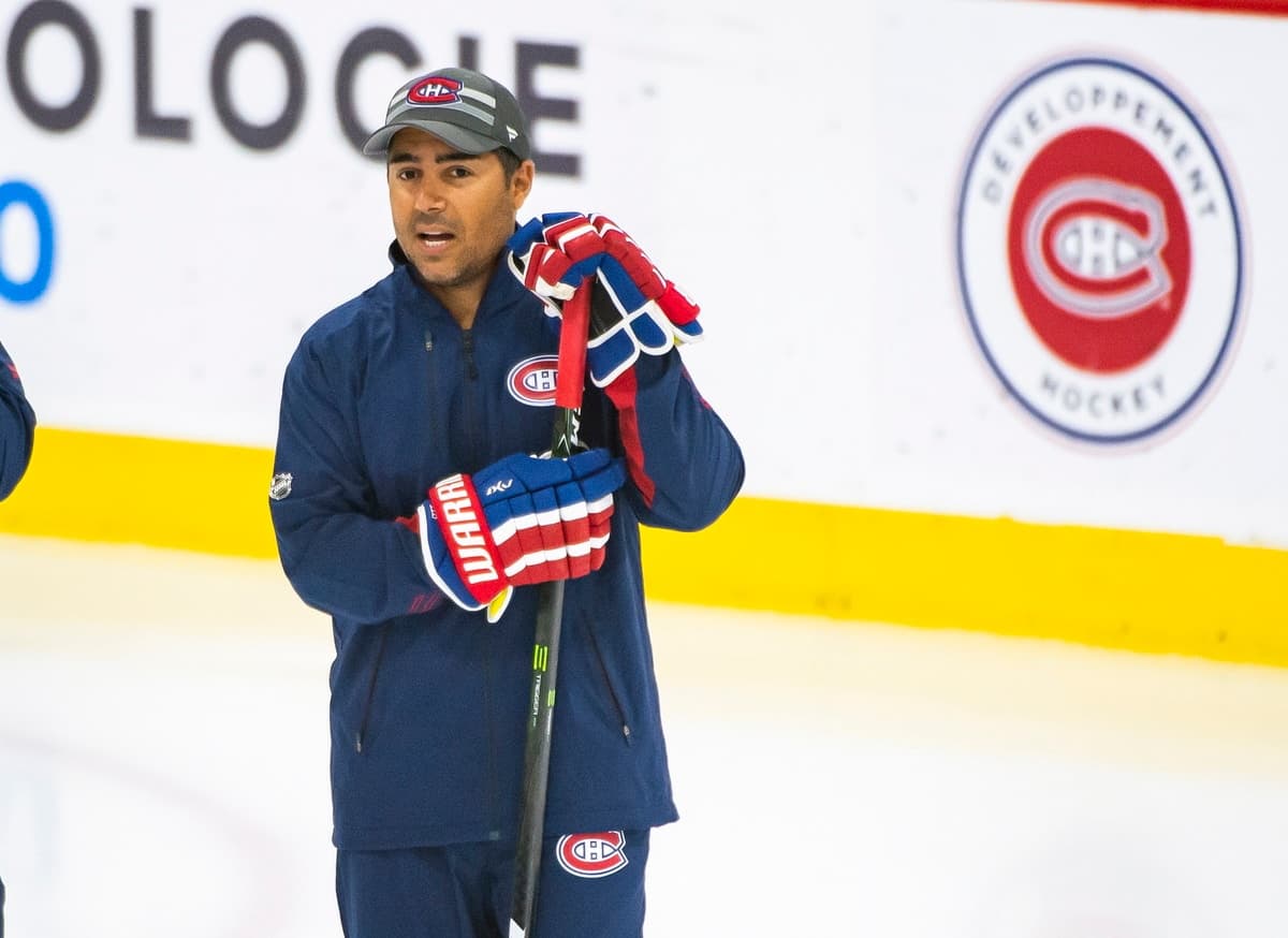 Francis Bouillon lors du camp de perfectionnement des Canadiens, mardi.