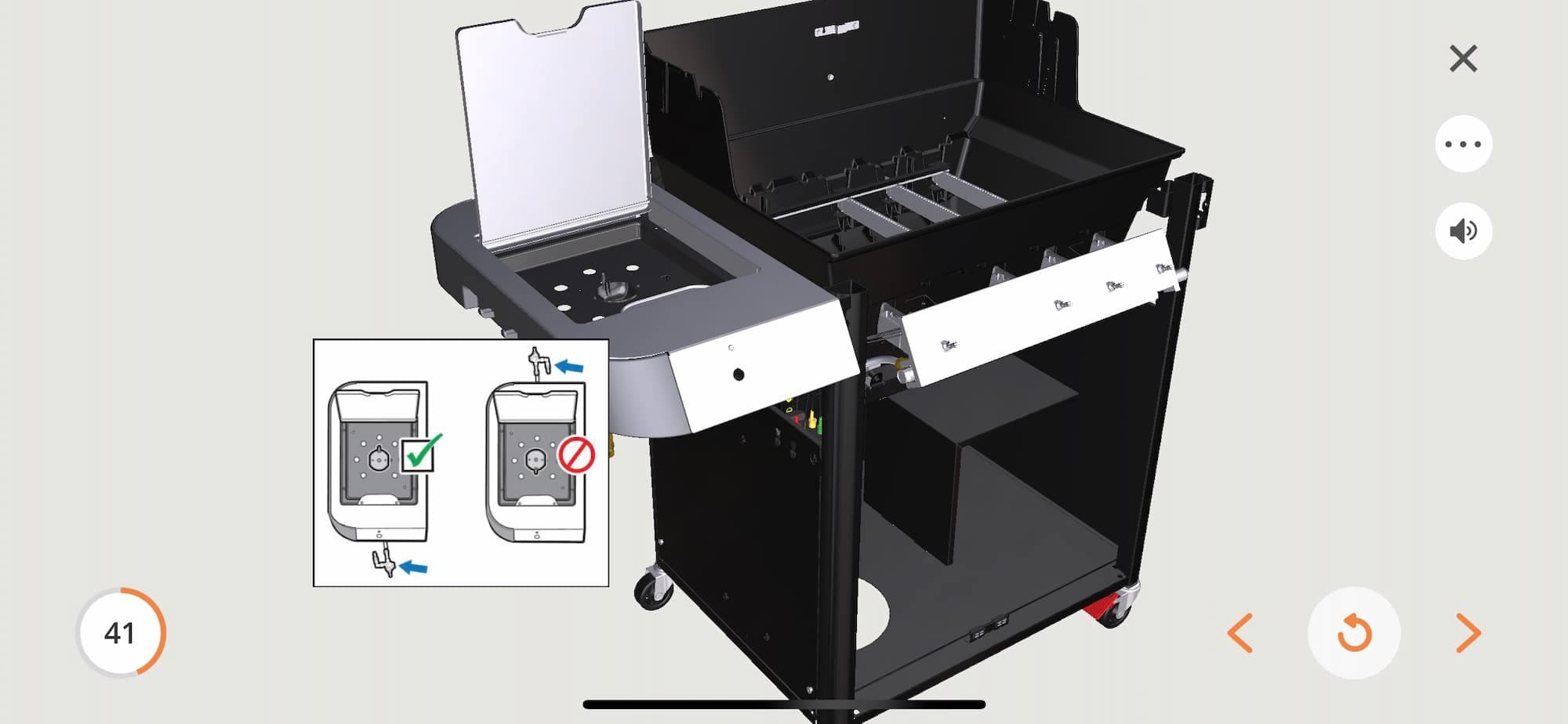 Une application mobile permet de consulter des plans 3D du barbecue étape par étape lors de l’installation.