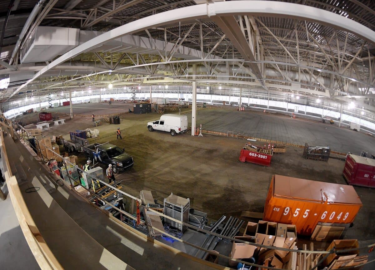 Une vue de l’intérieur du futur Centre de glaces.