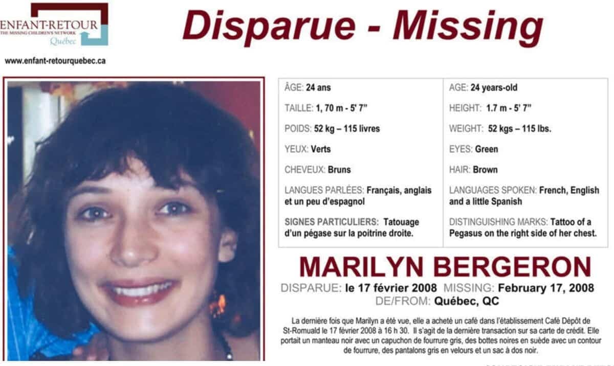 L'affiche de disparition de Marilyn Bergeron