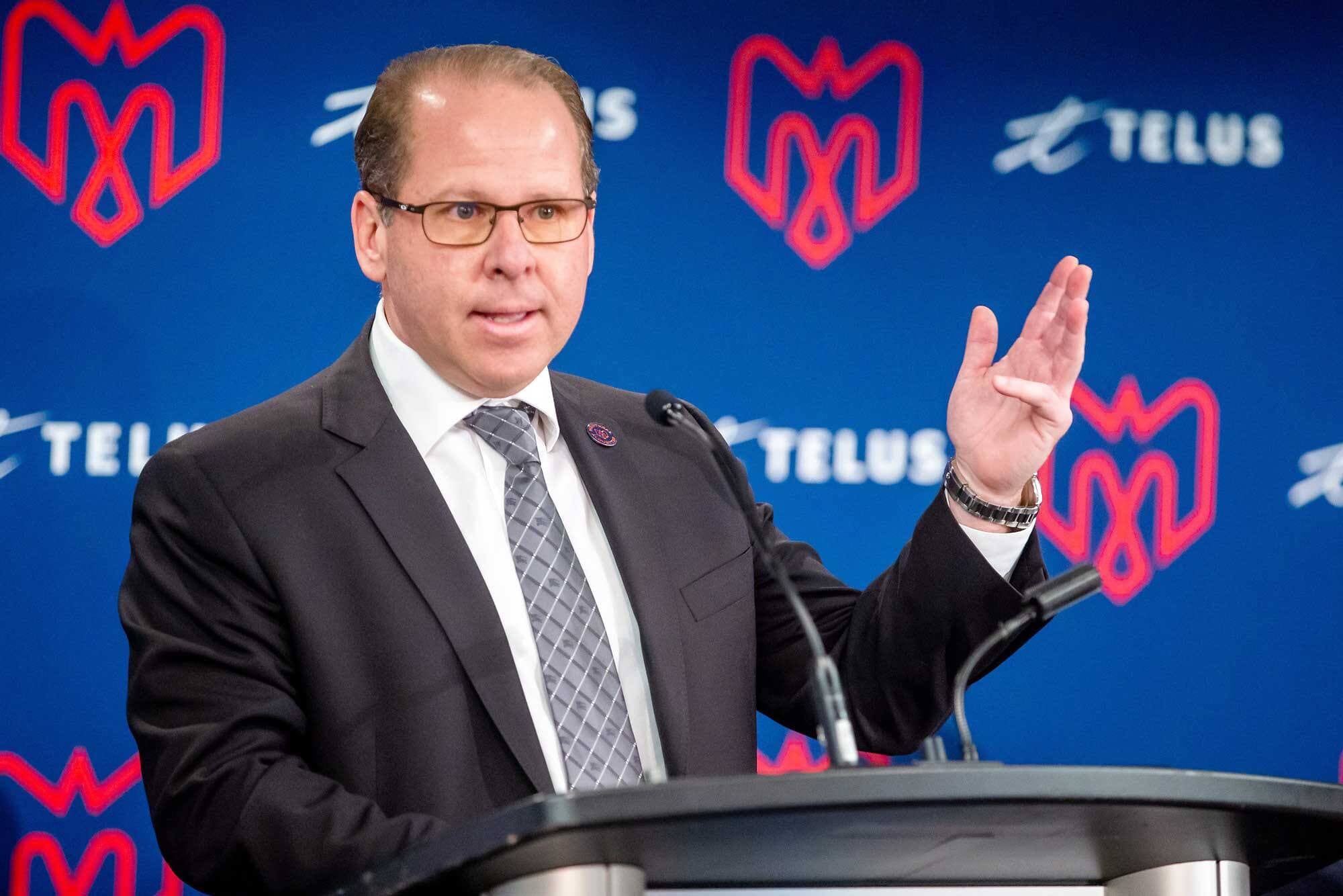 Danny Maciocia, le directeur général des Alouettes, lors d’une conférence de presse en janvier 2020.
