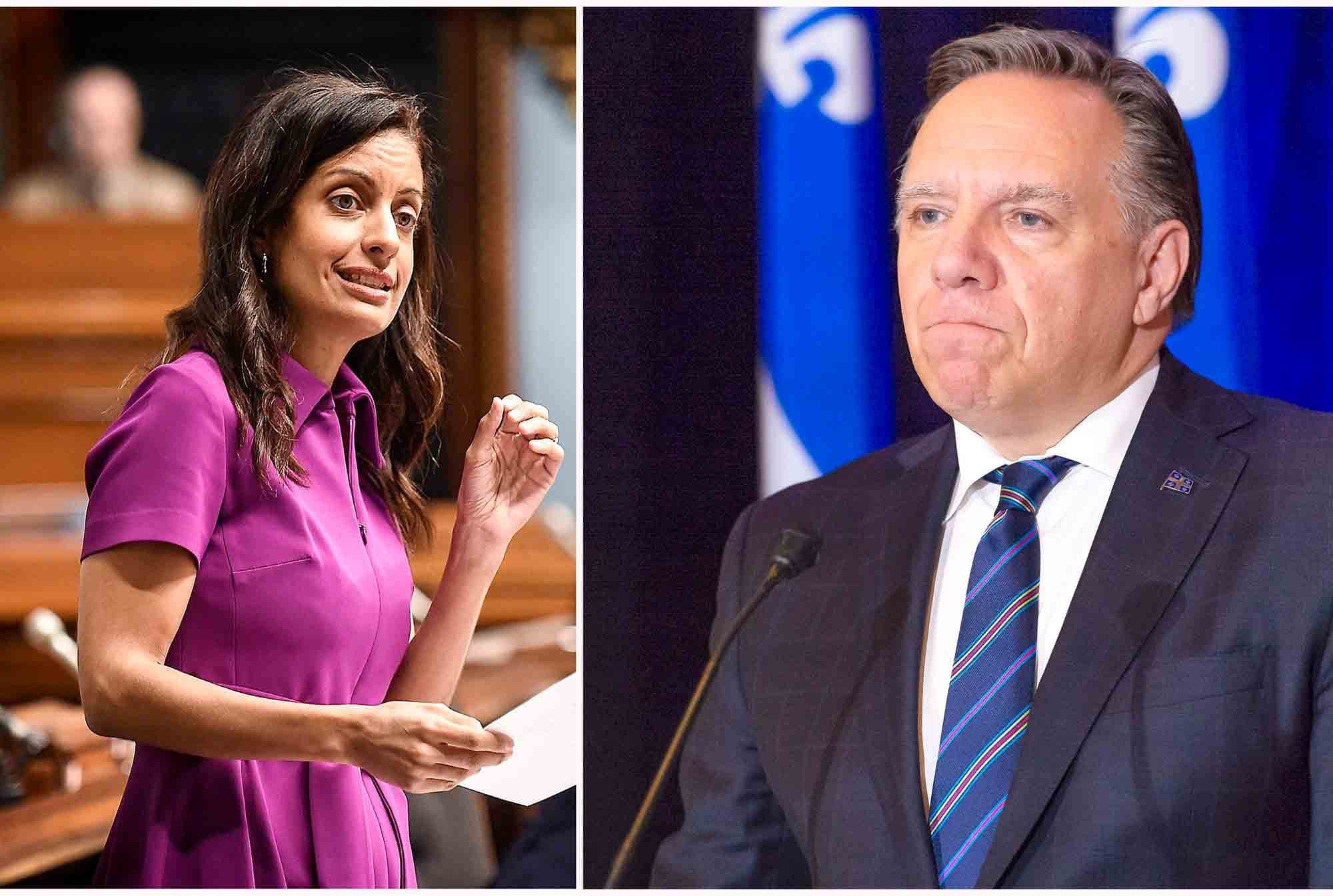 La cheffe du PLQ, Dominique Anglade, et le premier ministre du Québec, François Legault.