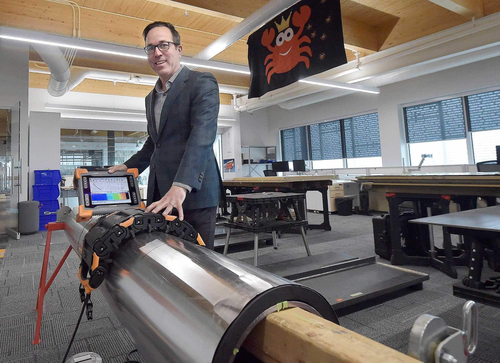 Le PDG d’Eddyfi/NDT, Martin Thériault, dans les locaux du siège social du fournisseur de technologies d’inspection, à Québec.