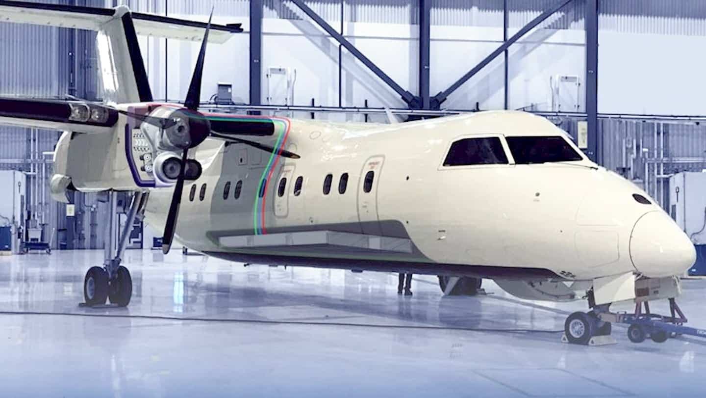 L’avion Dash 8-100 du constructeur De Havilland Canada servira à tester le futur moteur hybride de Pratt & Whitney.