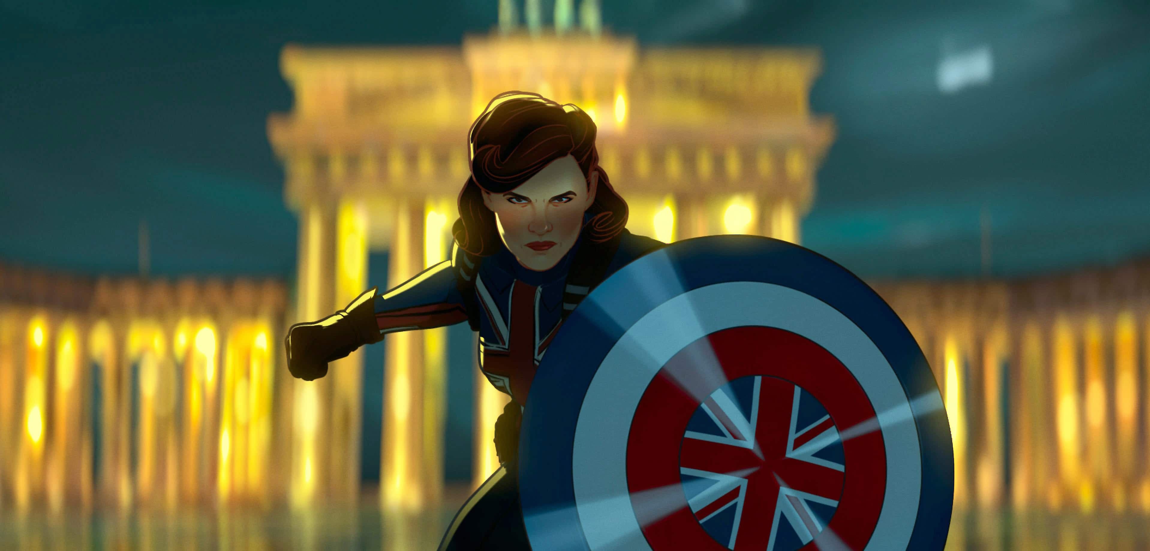 Le premier épisode de la série What If…? met en vedette Peggy Carter qui voit son univers changer en devenant un super soldat.