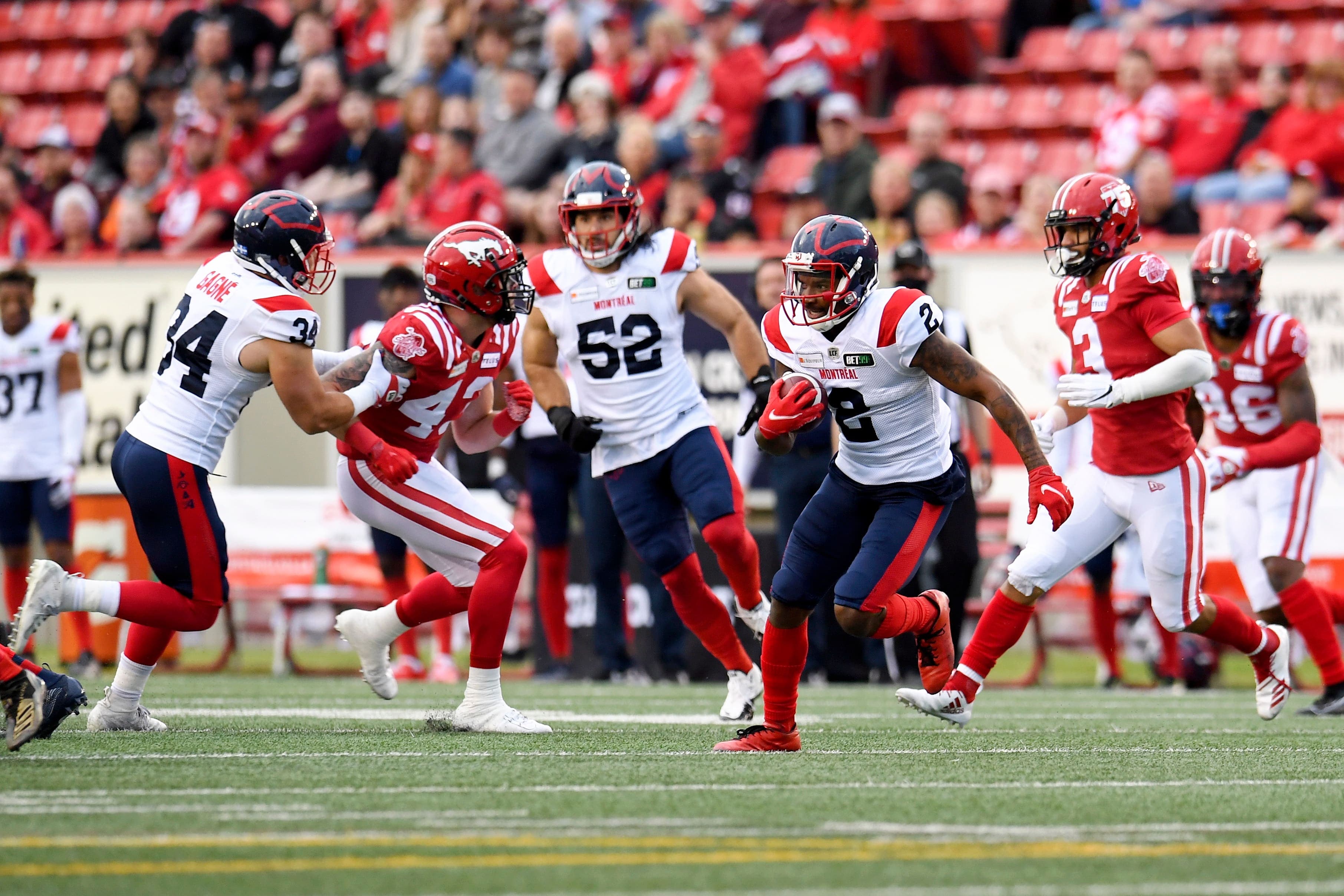 Mario Alford avait tenté une percée en zone des Stampeders, vendredi dernier.