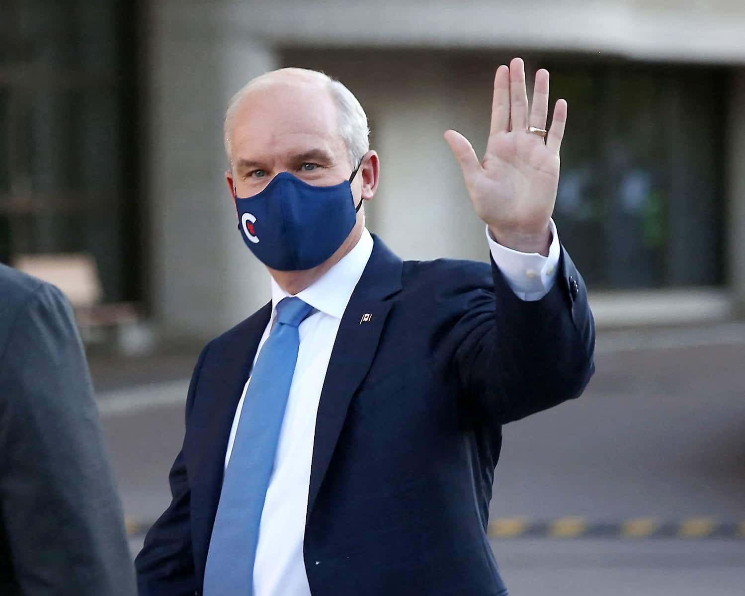 Erin O’Toole à son arrivée au Musée canadien de l’histoire, à Gatineau, mercredi.