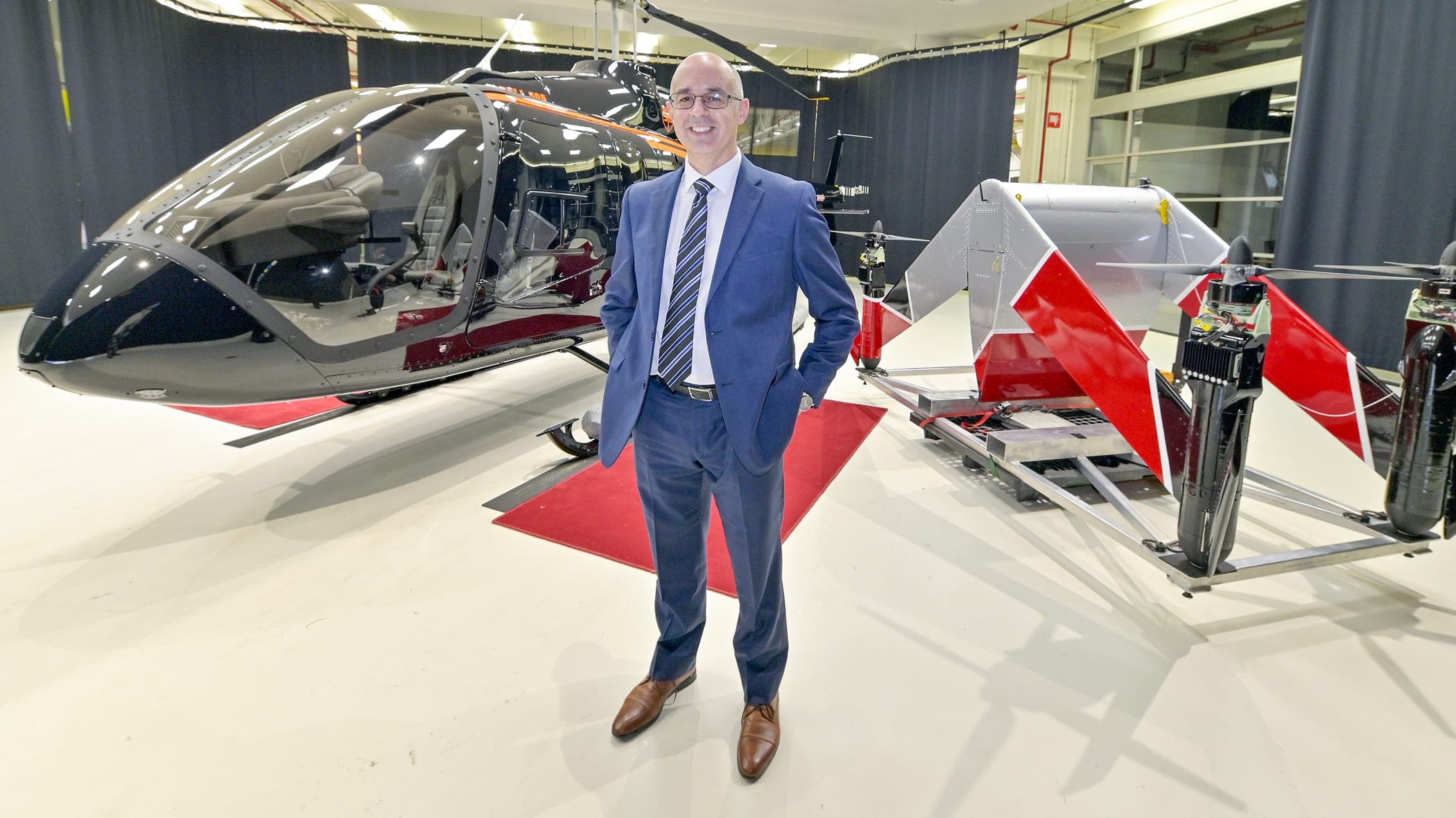 Steeve Lavoie, président de Bell Textron Canada dans l’usine de Mirabel. Il ne comprend pas les hésitations de nos gouvernements à faire comme les autres, ailleurs dans le monde : exiger du contenu local.