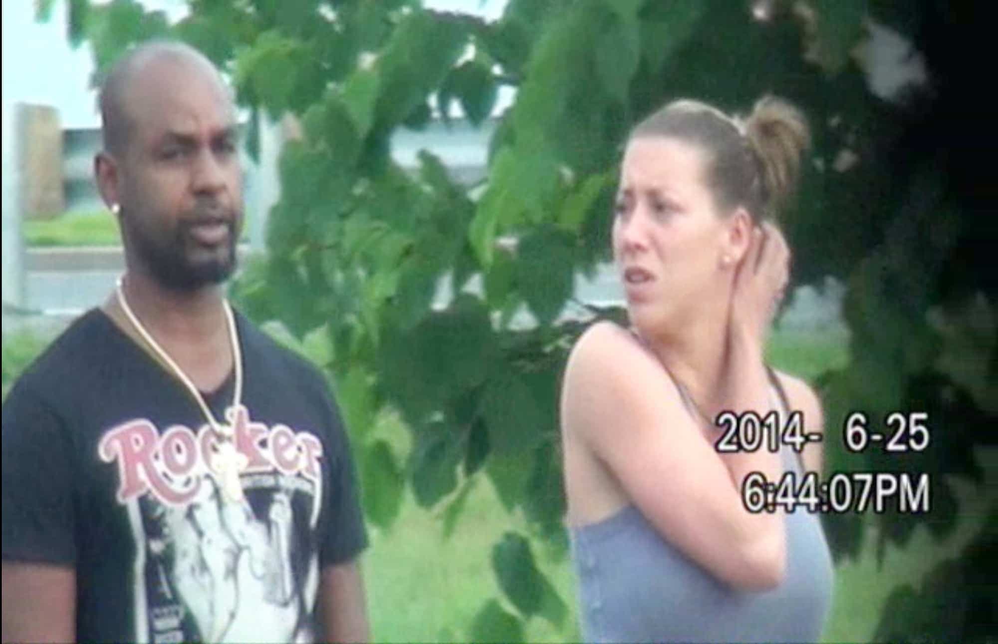 Une image de filature policière montrant Gregory Woolley, l’ex-garde du corps de Mom, et la fille de l’ancien chef des Hells, Alexandra Mongeau, qui furent tous deux accusés de complot de meurtre avec Boucher avant d’être libérés.