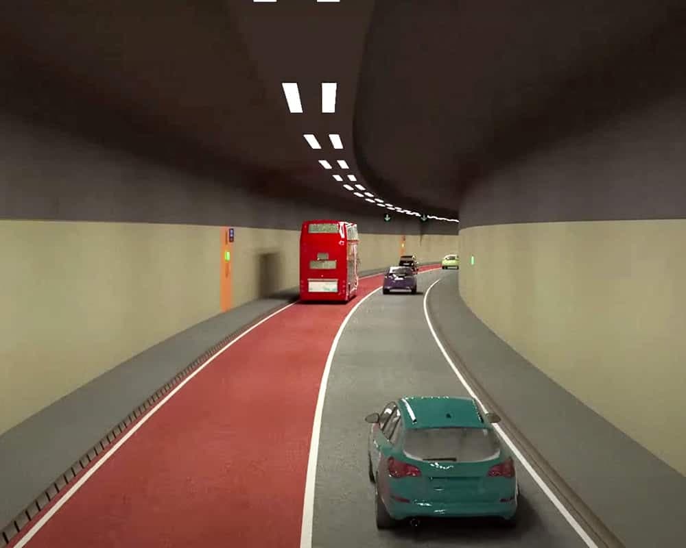 Une vue de l’intérieur du tunnel montrée dans une vidéo promotionnelle.