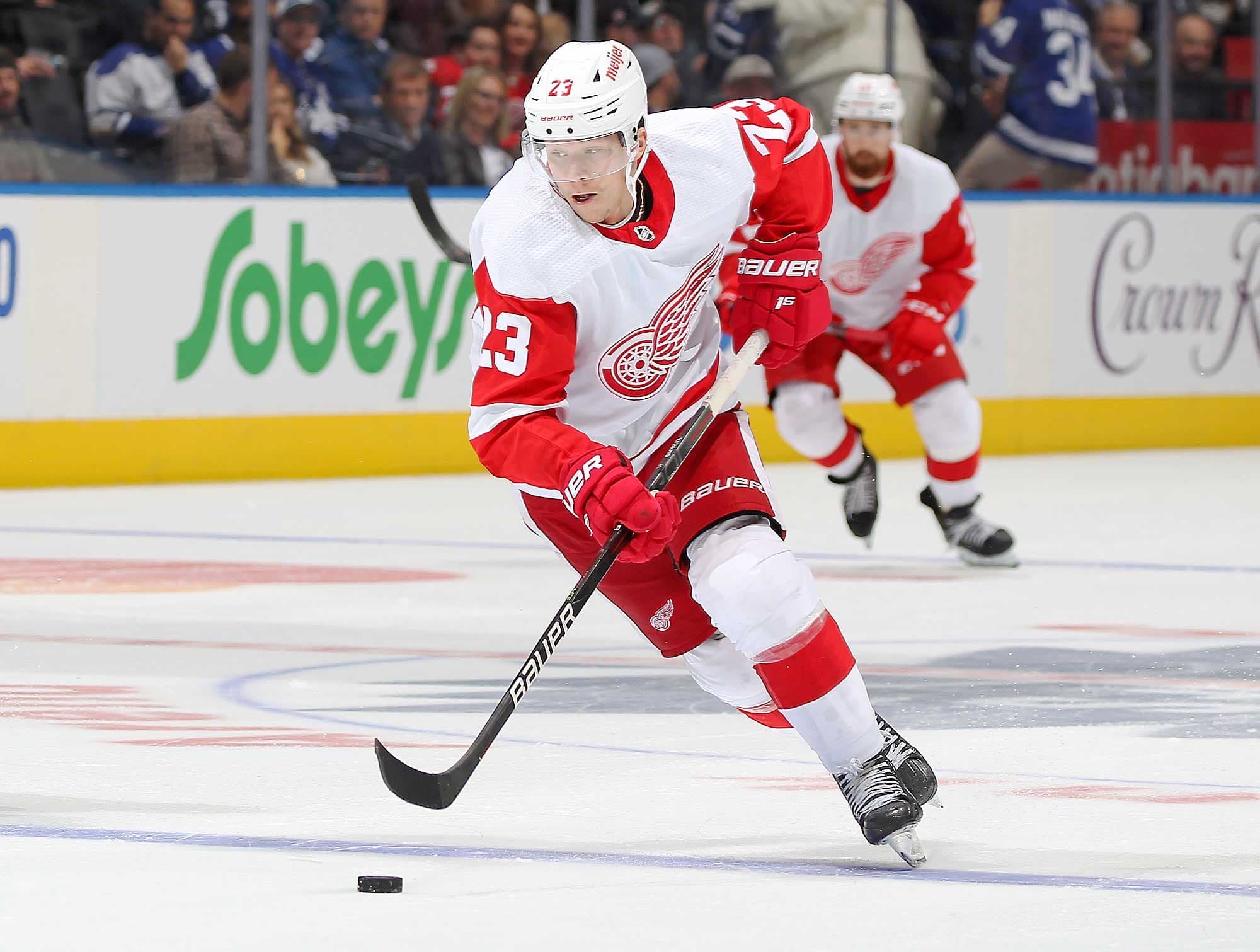 Lucas Raymond lors d’un affrontement contre les Mapel Leafs à Toronto le 30 octobre dernier.