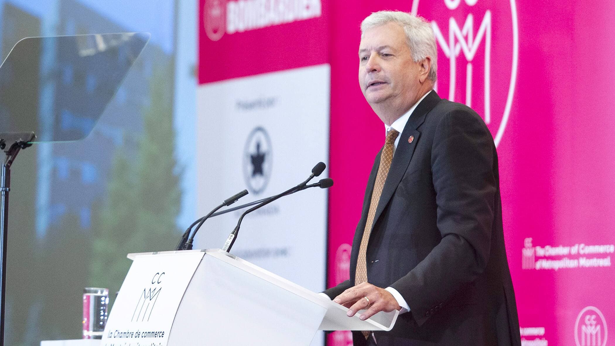 Le patron d’Air Canada lors de la désormais célèbre allocution devant la Chambre de commerce du Montréal métropolitain.