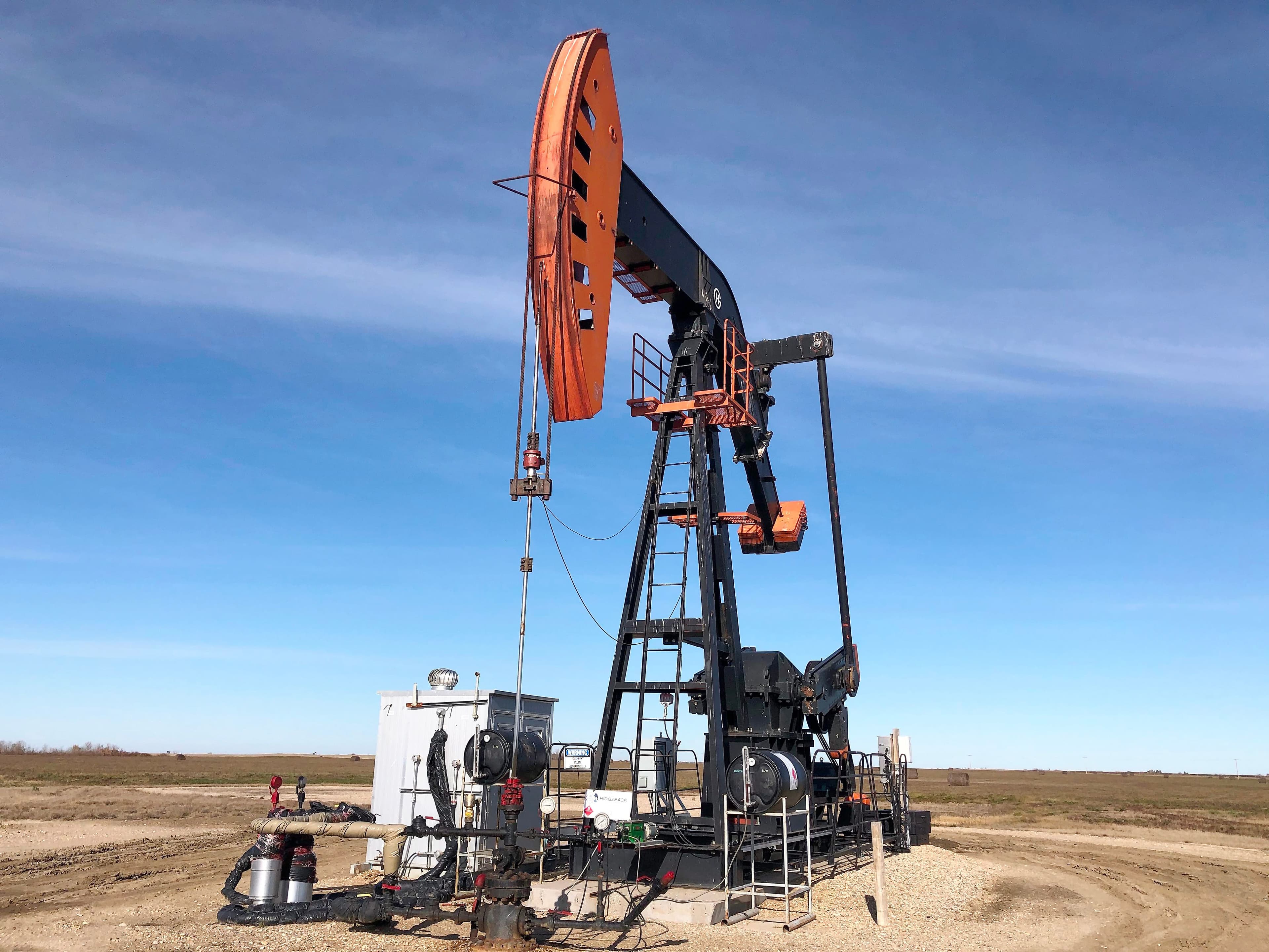 Une installation pétrolière à Stoughton, en Saskatchewan, en 2019.