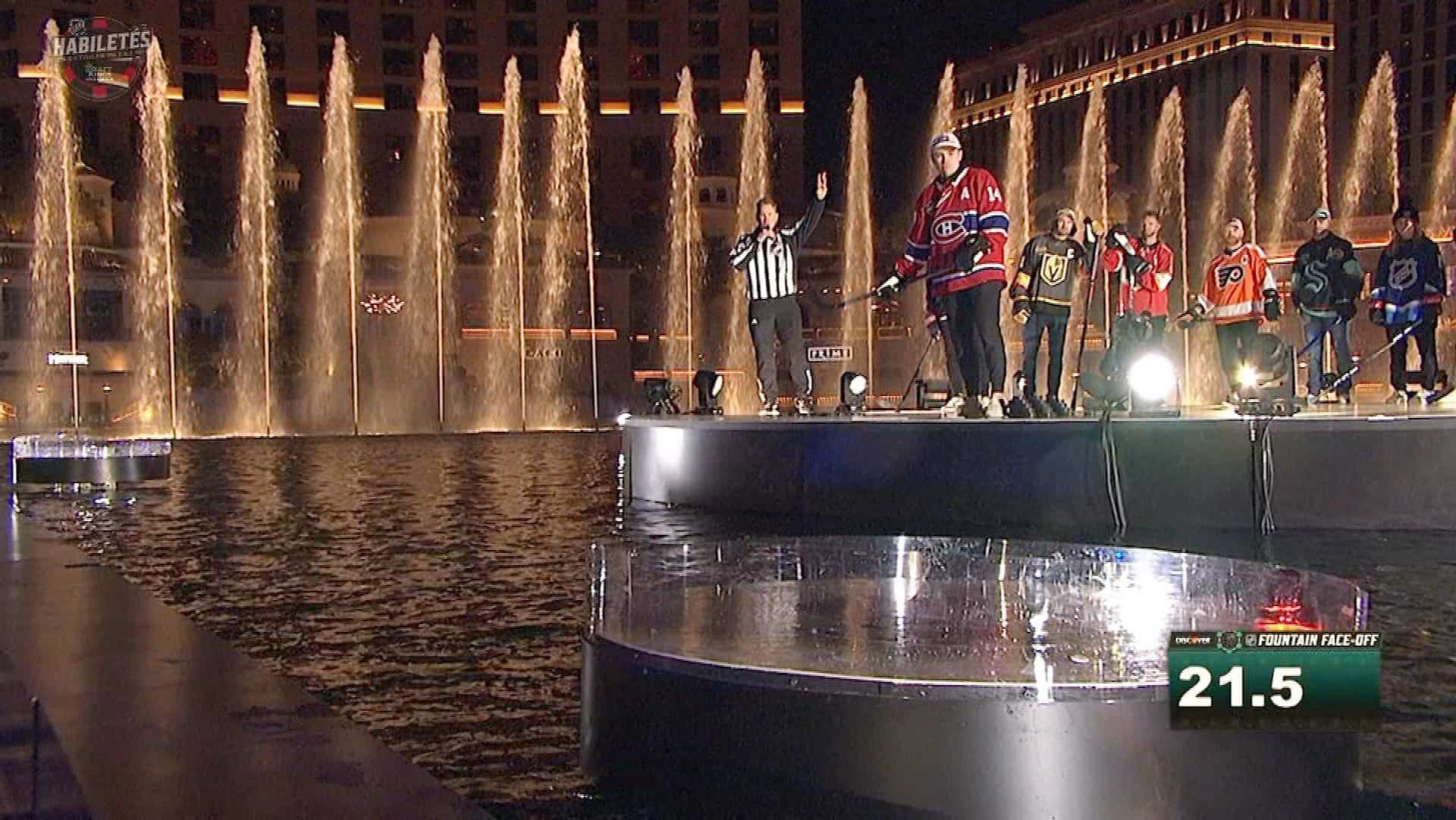 Nick Suzuki s’est bien amusé devant les fontaines du célèbre Bellagio.