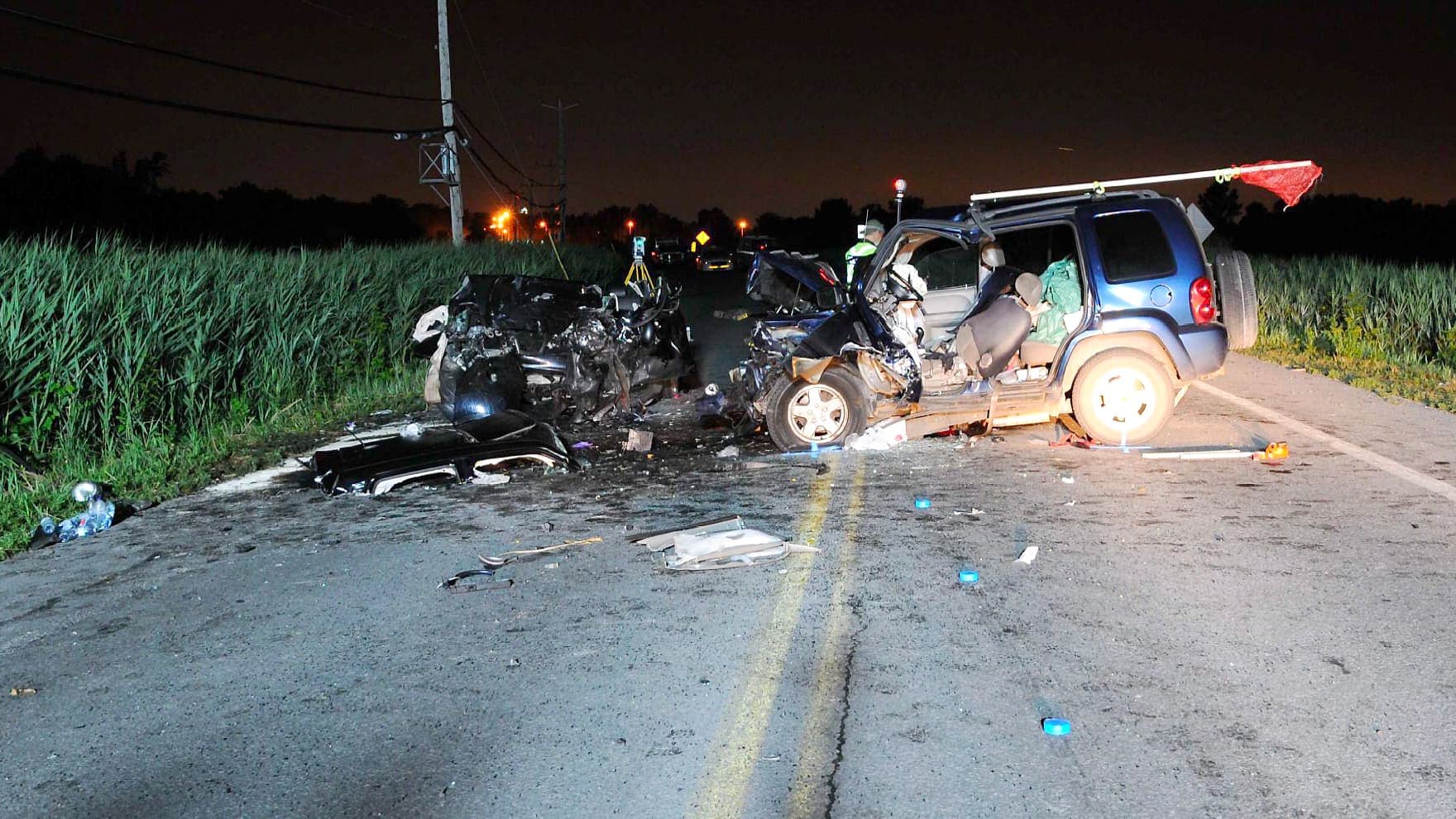 La scène de l’accident montre la violence de l’impact.
