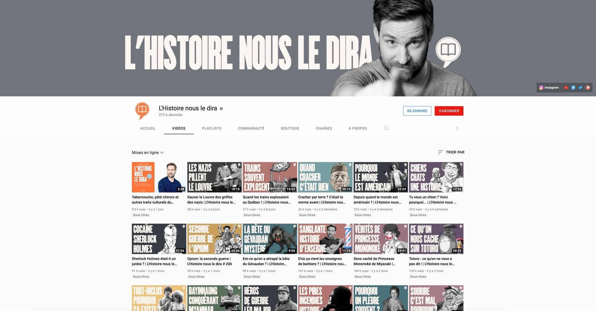 La chaîne YouTube de Laurent Turcot compte plus de 375 000 abonnés.