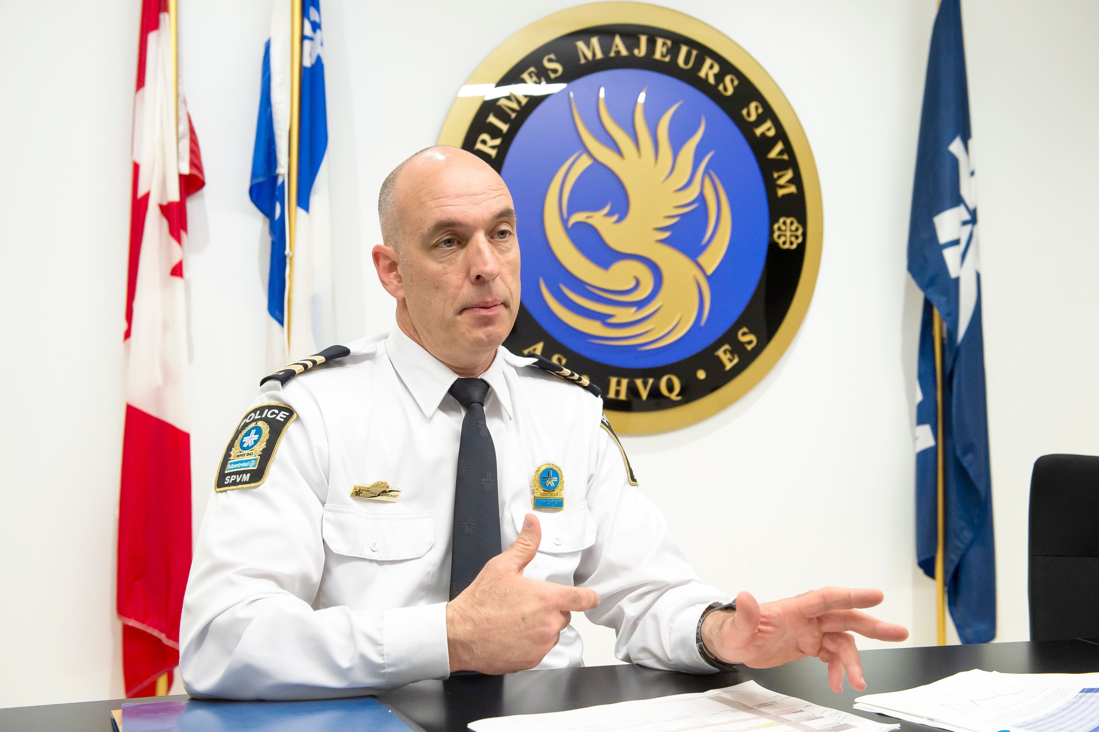 Paul Verreault, commandant des crimes majeurs du SPVM depuis trois ans, est fier du taux de résolution des meurtres de l’année 2020.