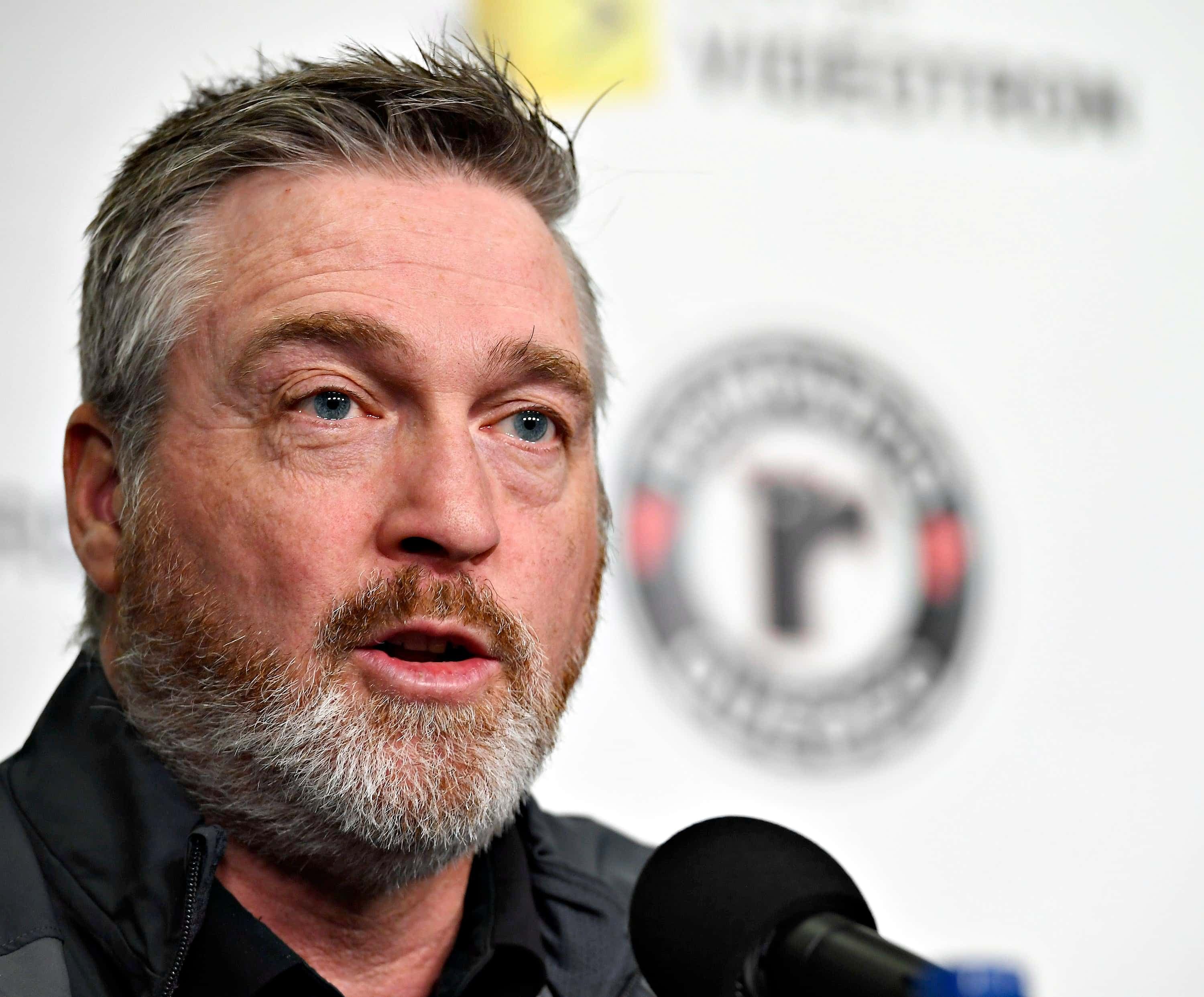 L’entraîneur-chef des Remparts de Québec, Patrick Roy, lors d’une conférence de presse au Centre Vidéotron, le 8 juin dernier.