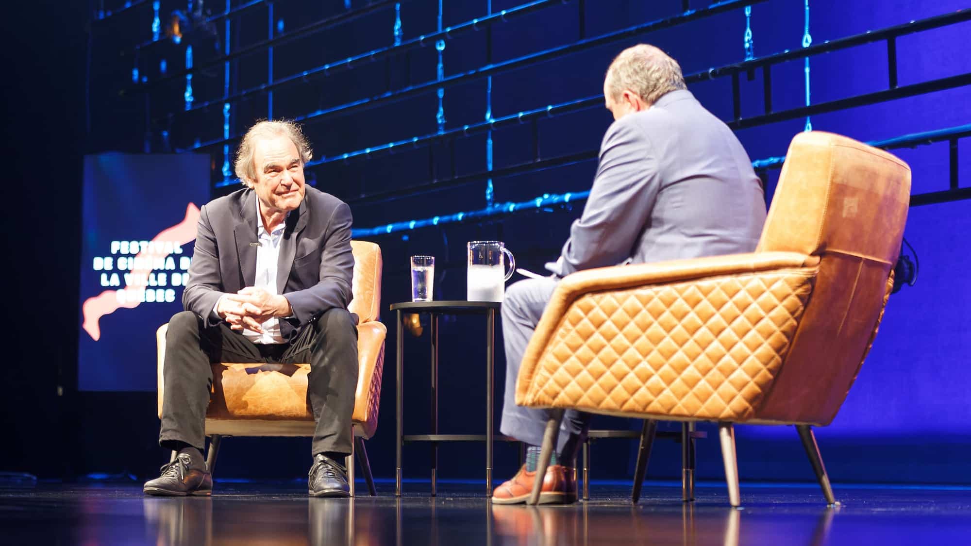 Oliver Stone et l’animateur Jean-François Lépine ont eu un vif échange sur les liens du cinéaste avec le président russe Vladimir Poutine, hier, au Diamant de Québec.
