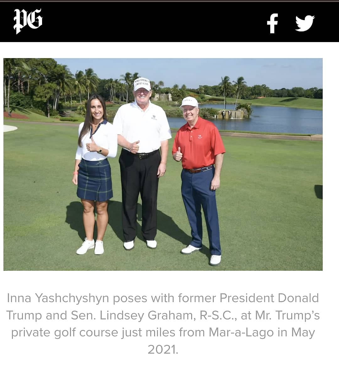 Inna Yaschyshyn, connue alors sous le pseudonyme d’Anna de Rothschild, a été photographiée avec l’ancien président Donald Trump lors d’un évènement à son golf privé, à quelques kilomètres de sa résidence.