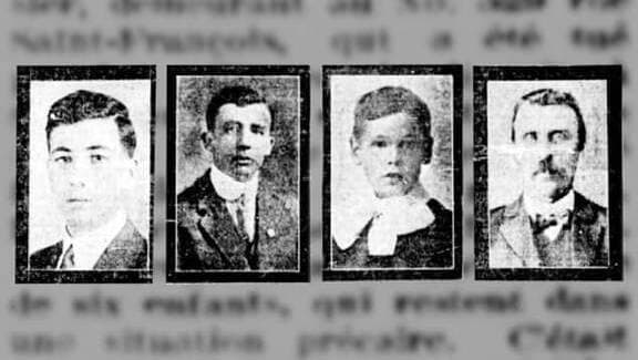 Le 1er avril 1918, Alexandre Bussières (25 ans), jeune marié Édouard Tremblay (23 ans), étudiant à l’école technique, Georges Demeule (14 ans), fils d’ouvrier, et Honoré Bergeron (49 ans), père de six enfants, sont tués par balles explosives à Québec.