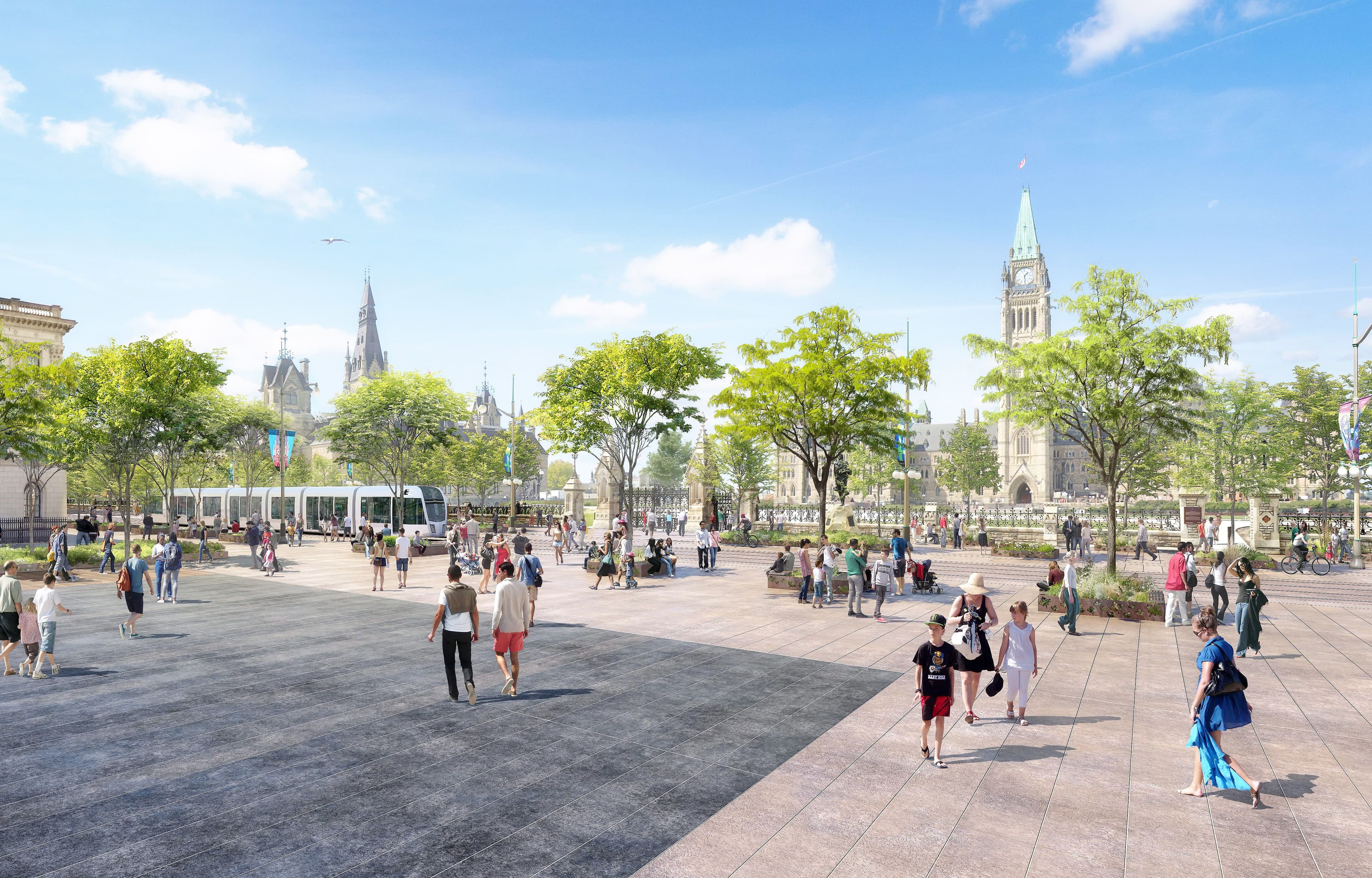 Voici une esquisse du futur tramway de Gatineau.