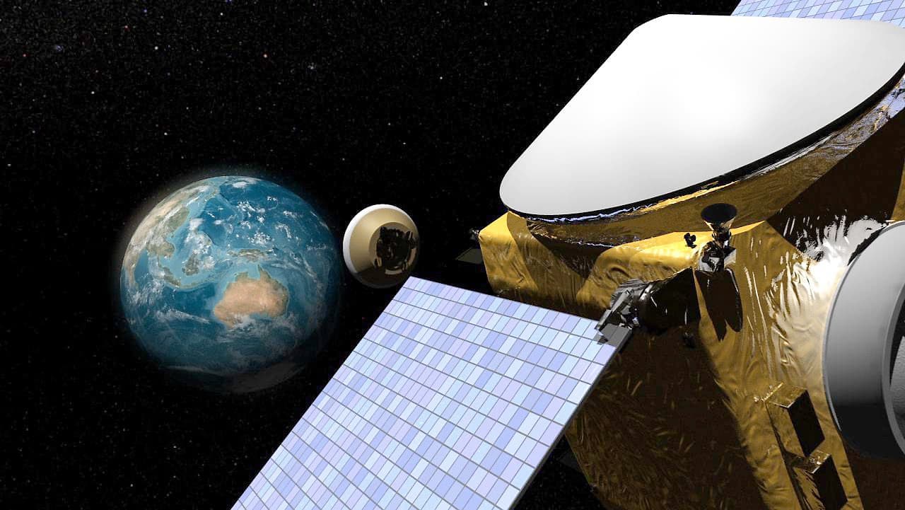La capsule contenant les échantillons de sol de Bénou, larguée par la sonde spatiale, se dirige vers la Terre (vue d’artiste)