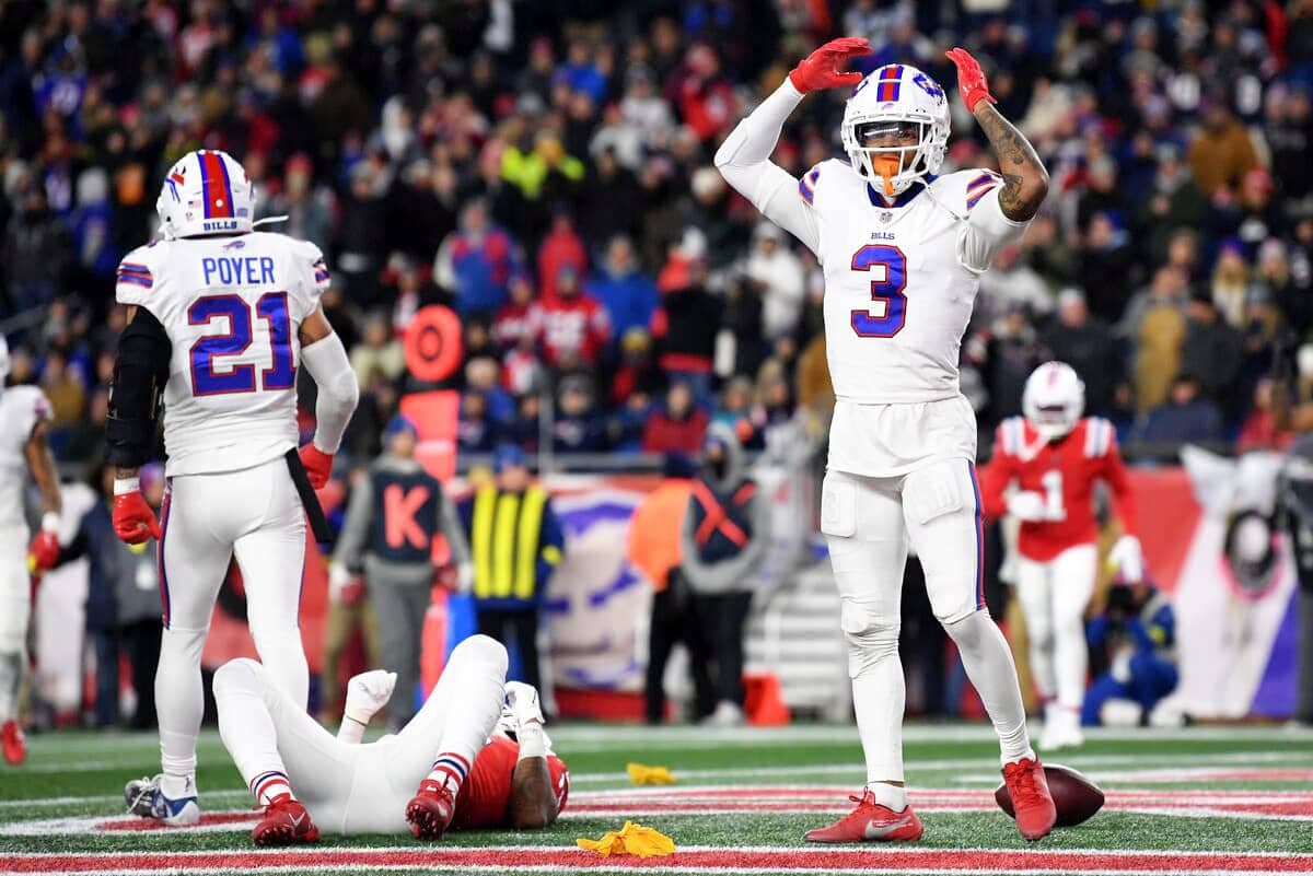 Damar Hamlin, ici en action le 1er décembre contre les Patriots de la Nouvelle-Angleterre, semble sur la bonne voie même si tout n’est pas gagné.