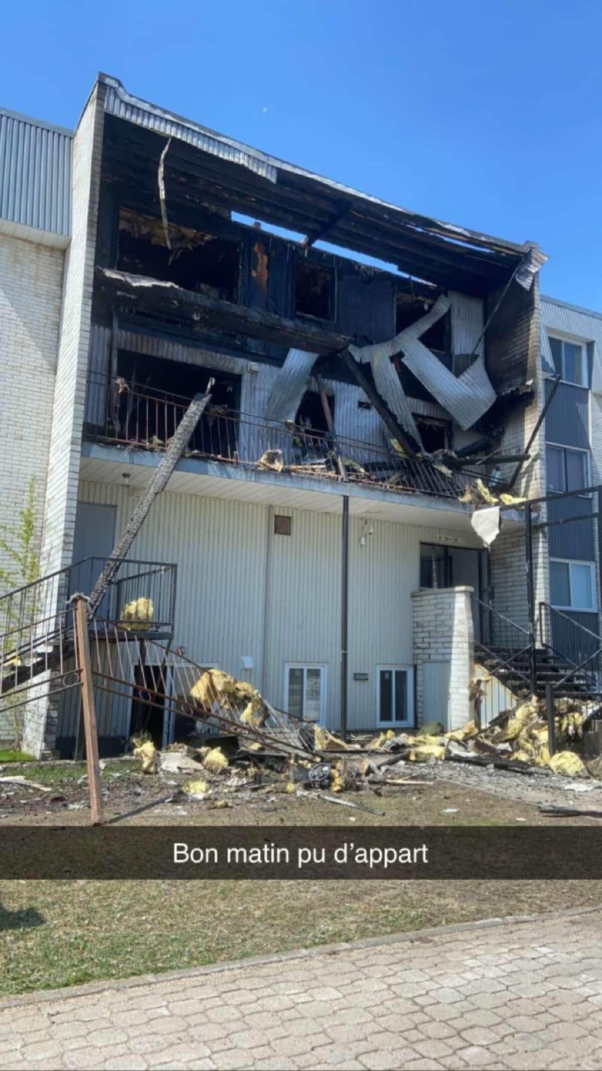 L'immeuble dans lequel vivait Émilie Poirier a pris feu le matin du 29 mai dernier.