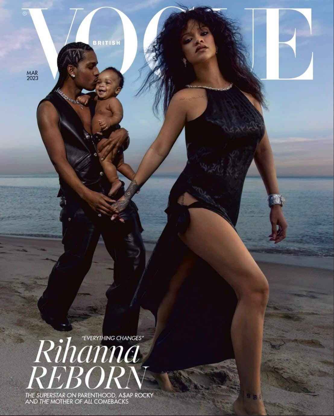 Rihanna et sa famille sur la page couverture du British Vogue.