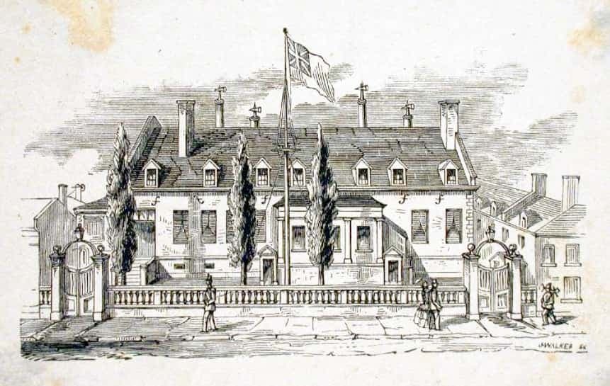 Le Château Ramezay autour des années 1850 et 1855.
