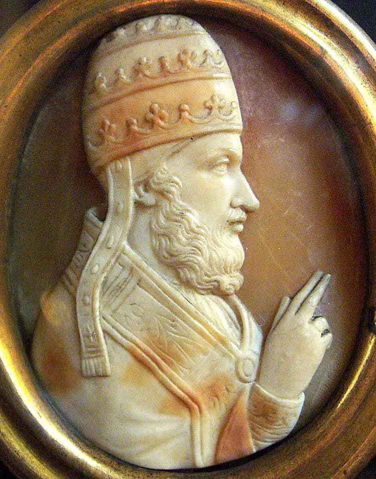 Représentation du pape Adrien IV, qui permit à Henri II de conquérir l’Irlande.