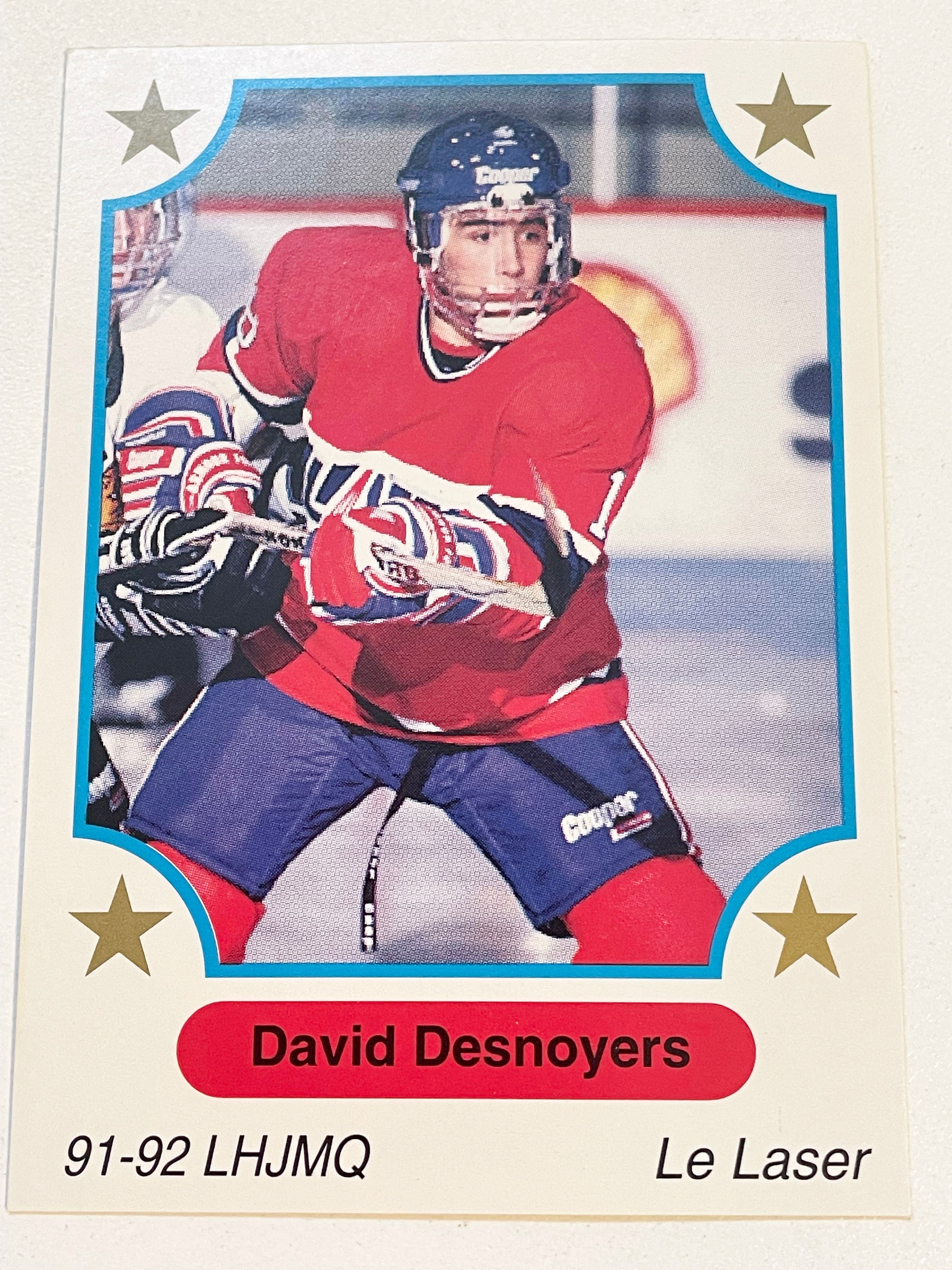 La carte de hockey de David Desnoyers, défenseur du Laser de Saint-Hyacinthe, lors de la saison 1991-1992.