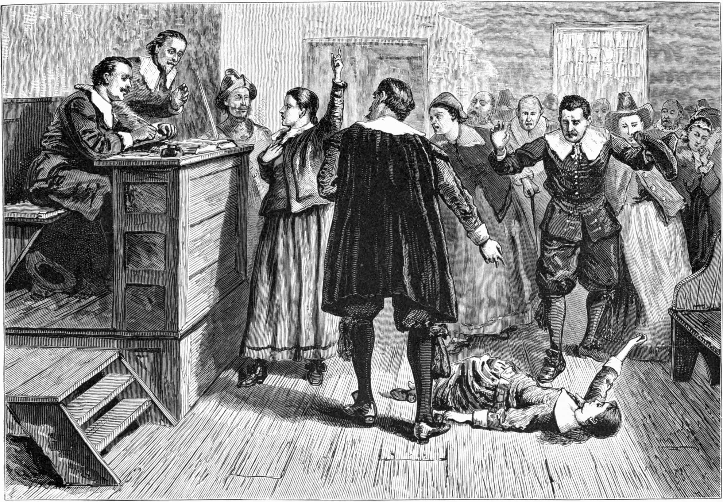 Illustration de la salle d’audience de Salem datant de 1876 par William A. Craft.