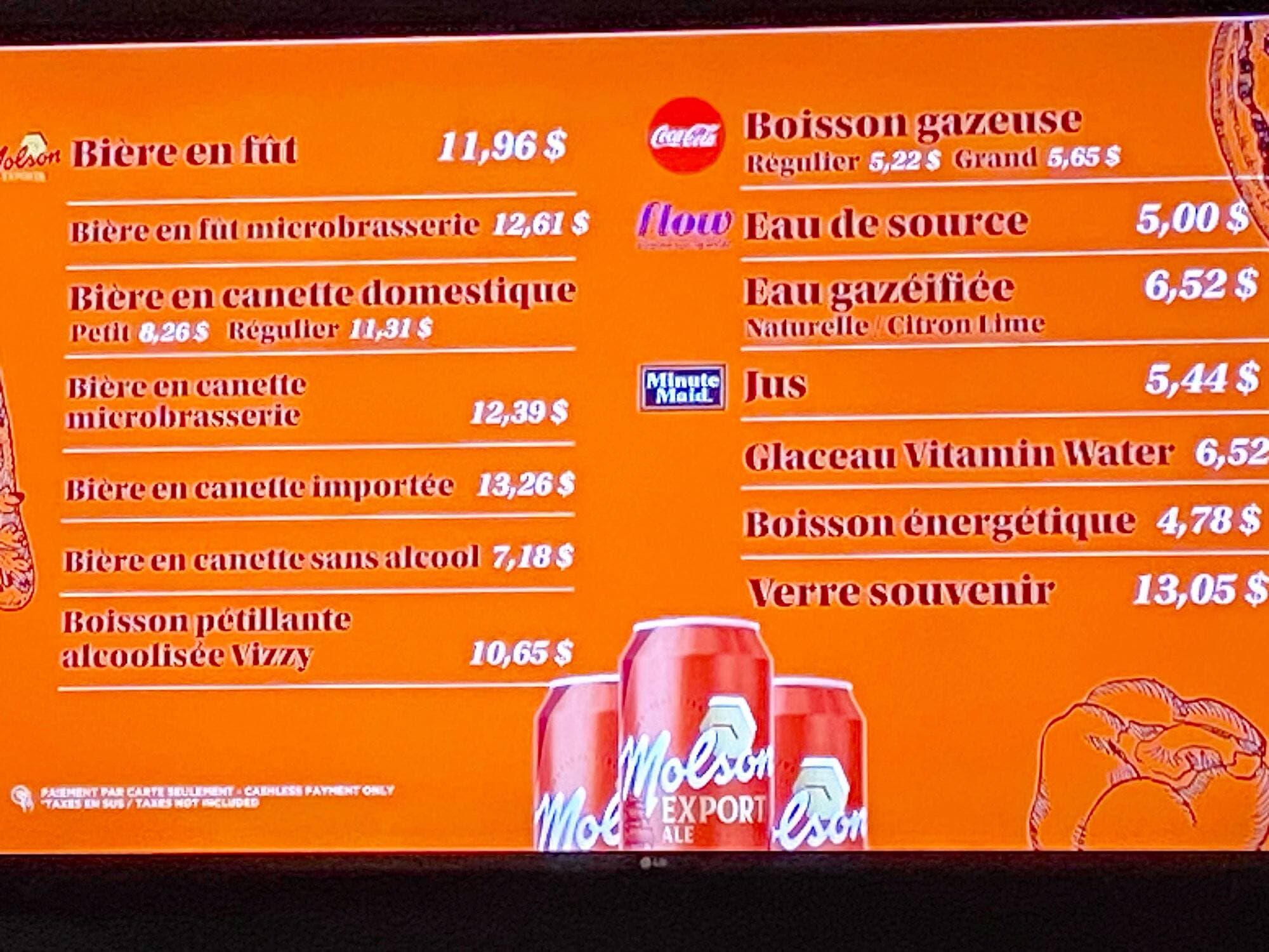 Selon le menu du Centre Bell, il en coûte plus de 45 $ pour le même exercice.