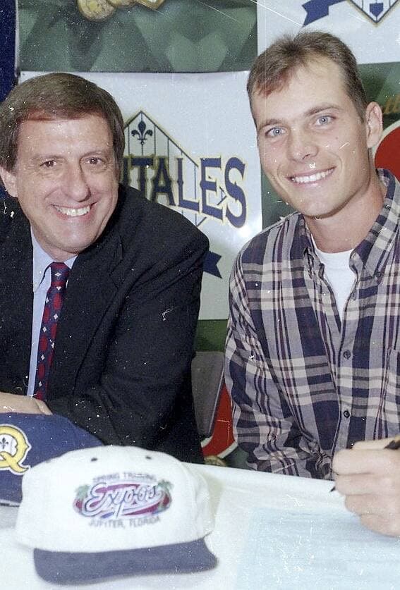 Michel Laplante avec Miles Wolff, en 1999, qui l'a recruté comme directeur des Capitales et qui en a fait son partenaire de longue date.