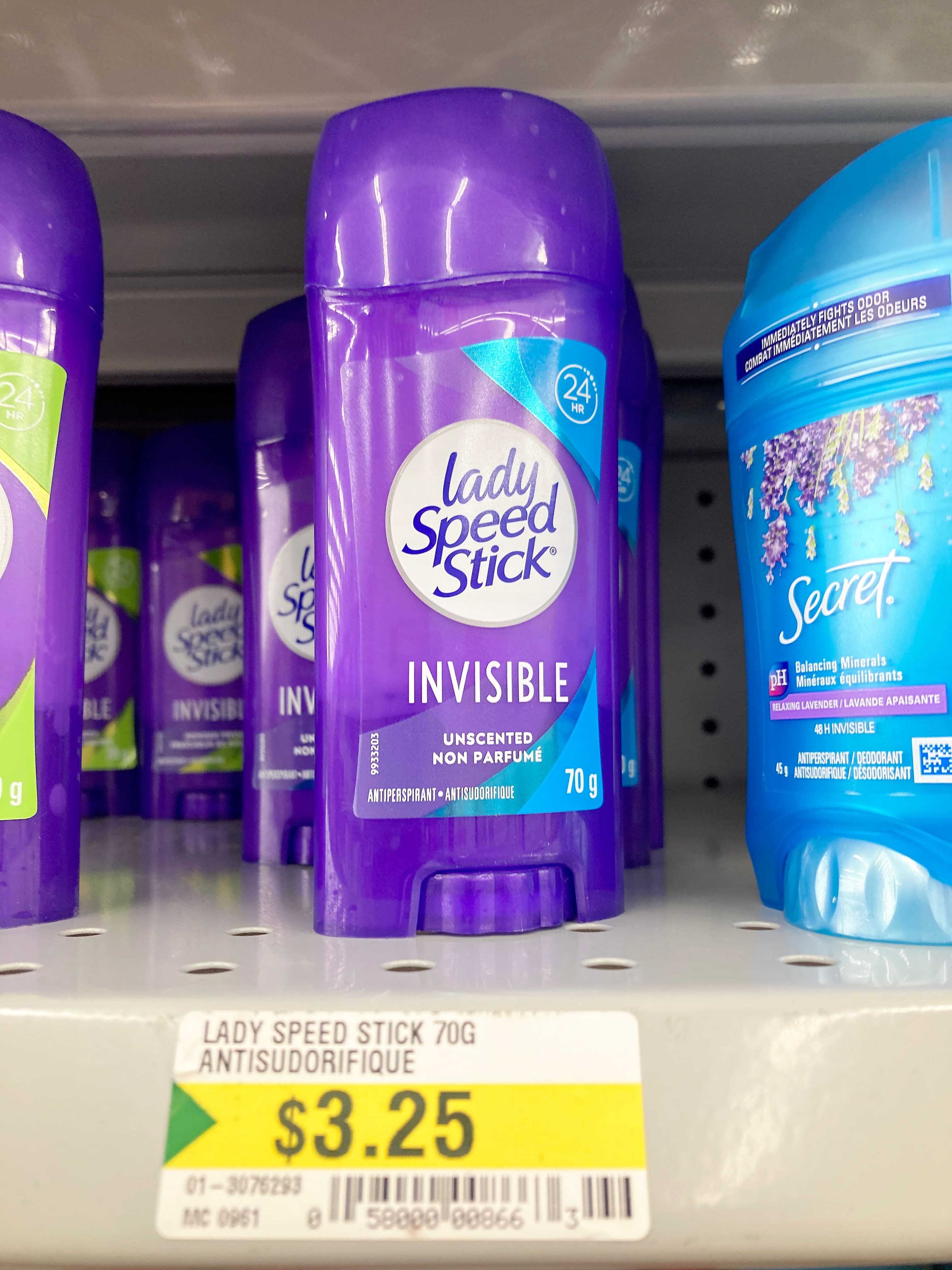 L'antisudorifique Lady Speed Stick au Dollarama 44% moins cher que le prix en solde chez Jean Coutu cette semaine.