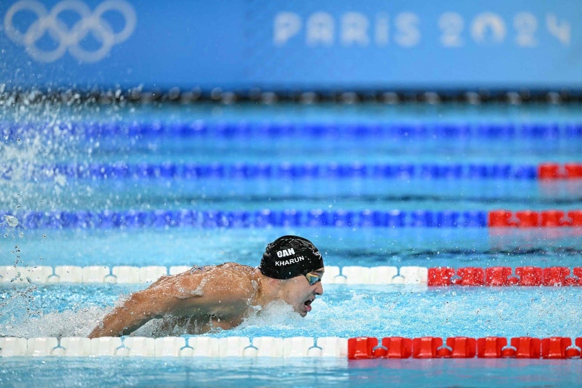 Ilya Kharun, en action, aux Jeux olympiques de Paris.