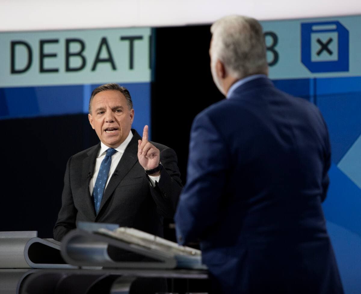 François Legault lors du «Face-à-face Québec 2018» à TVA.