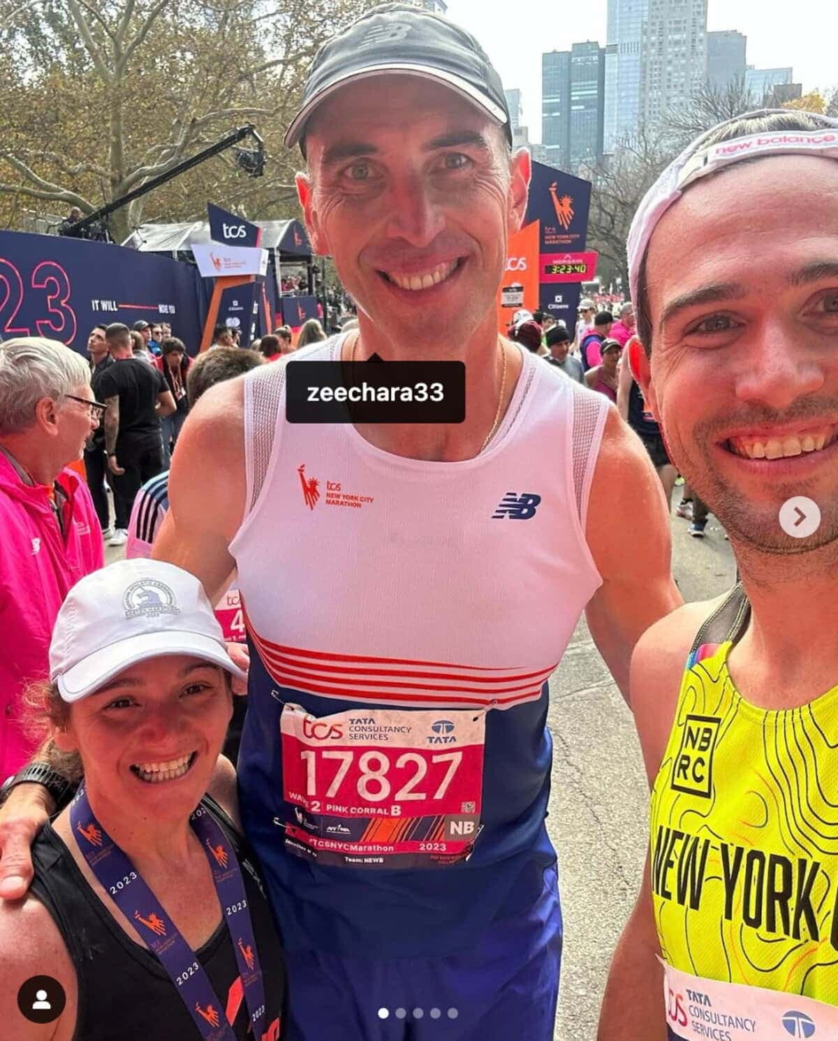 Zdeno Chara a fini le marathon de New York en compagnie de Becca Pizzi et Sean Hyland. PHOTO TIRÉE DU COMPTE INSTAGRAM DE BECCA PIZZI