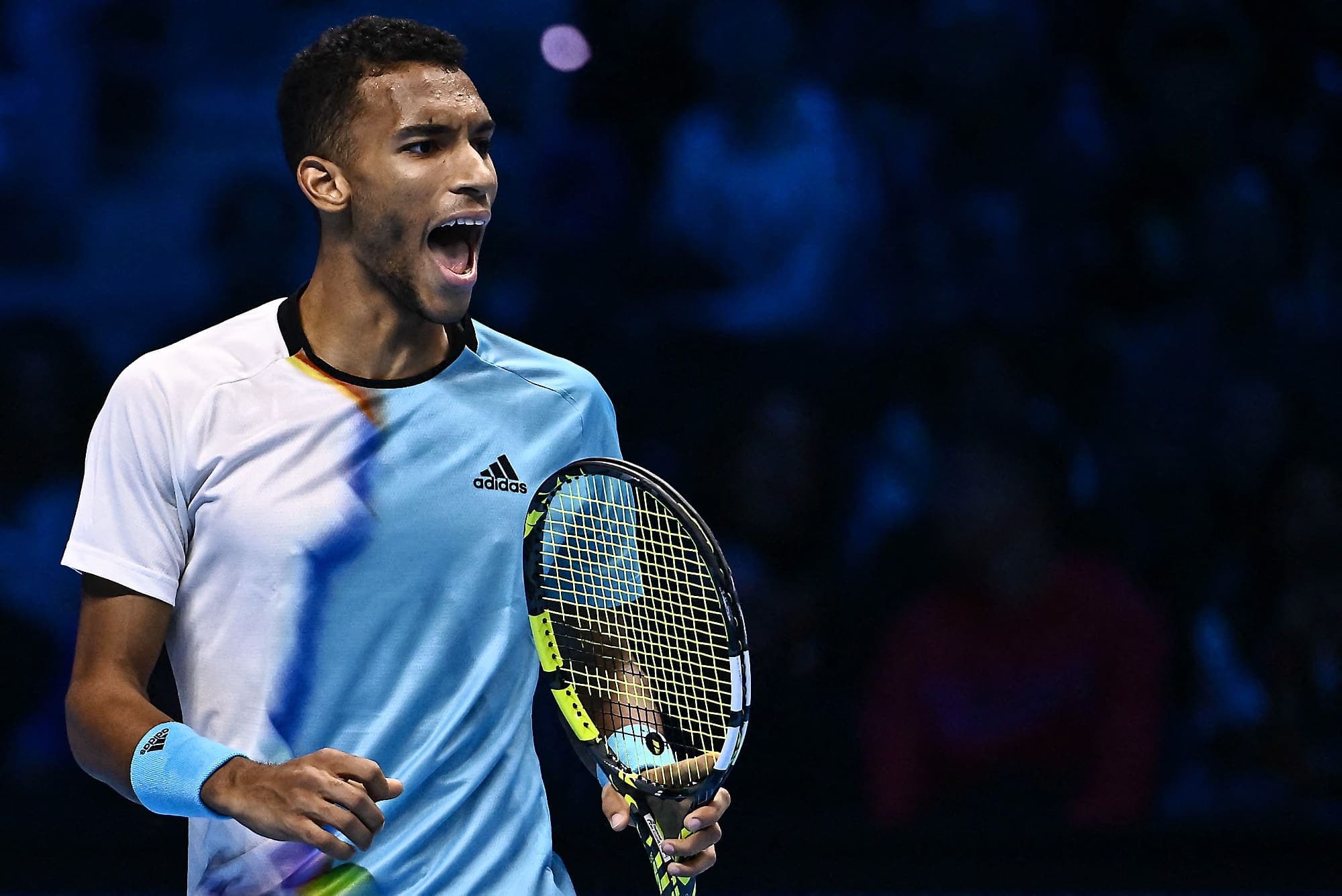 Félix Auger-Aliassime a vivement réagi lors de son match face à Taylor Fritz, jeudi, lors de la Finale de l’ATP, en Italie.