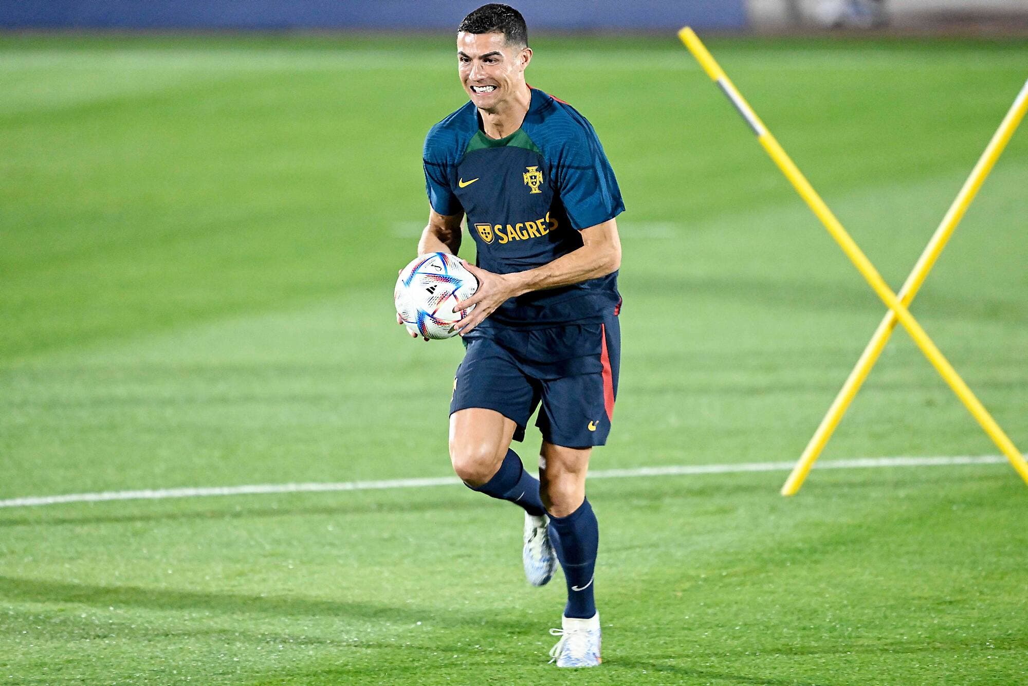 Cristiano Ronaldo a trimé dur lors de l’entraînement du Portugal, lundi.